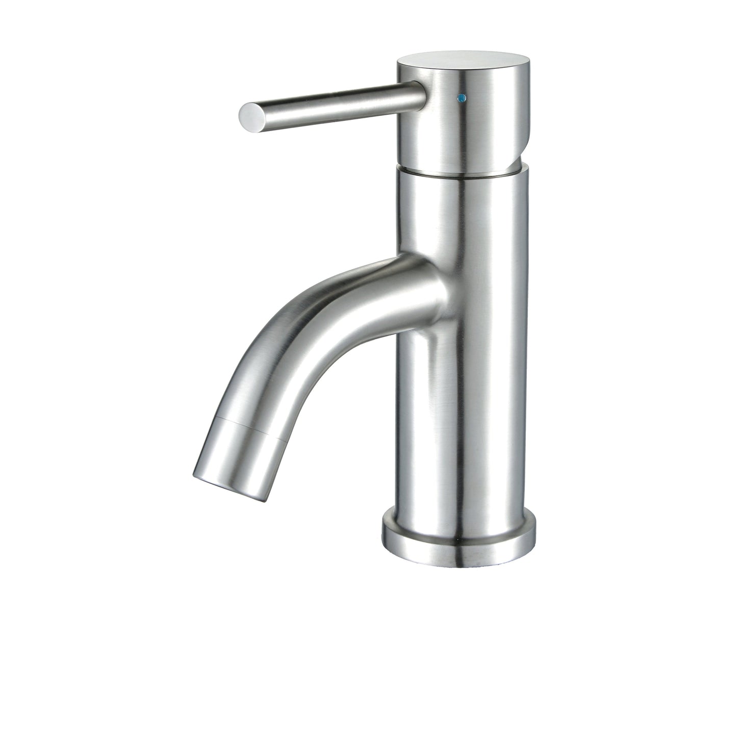 Whitehaus Waterhaus WHS0111-SB-PSS Solid Polished Stainless Steel Single Hole/ Single Lever Lavatory Faucet With Matching Pop-up Waste