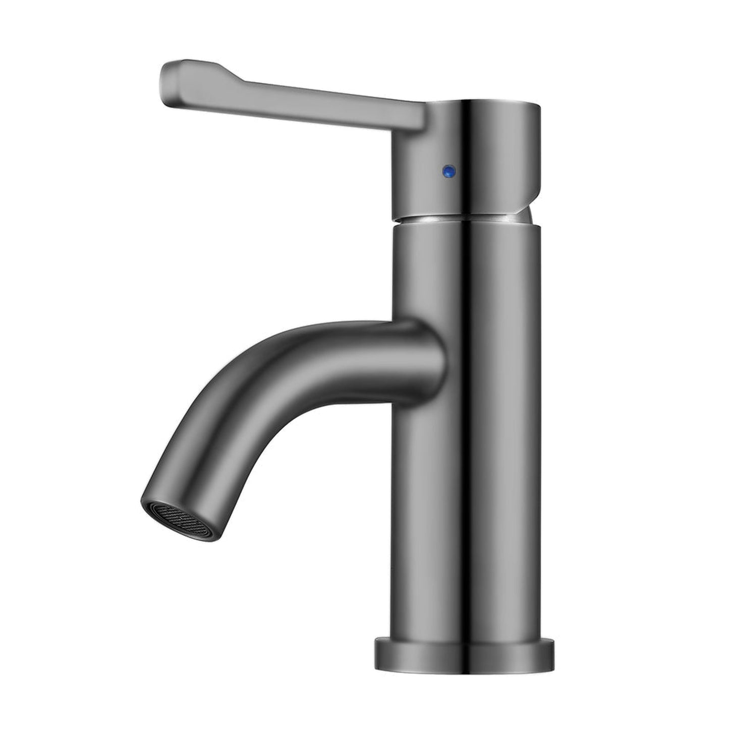 Whitehaus Waterhaus WHS0221-SB-BSS Solid Brushed Stainless Steel Single Hole Extended Single Lever Lavatory Faucet