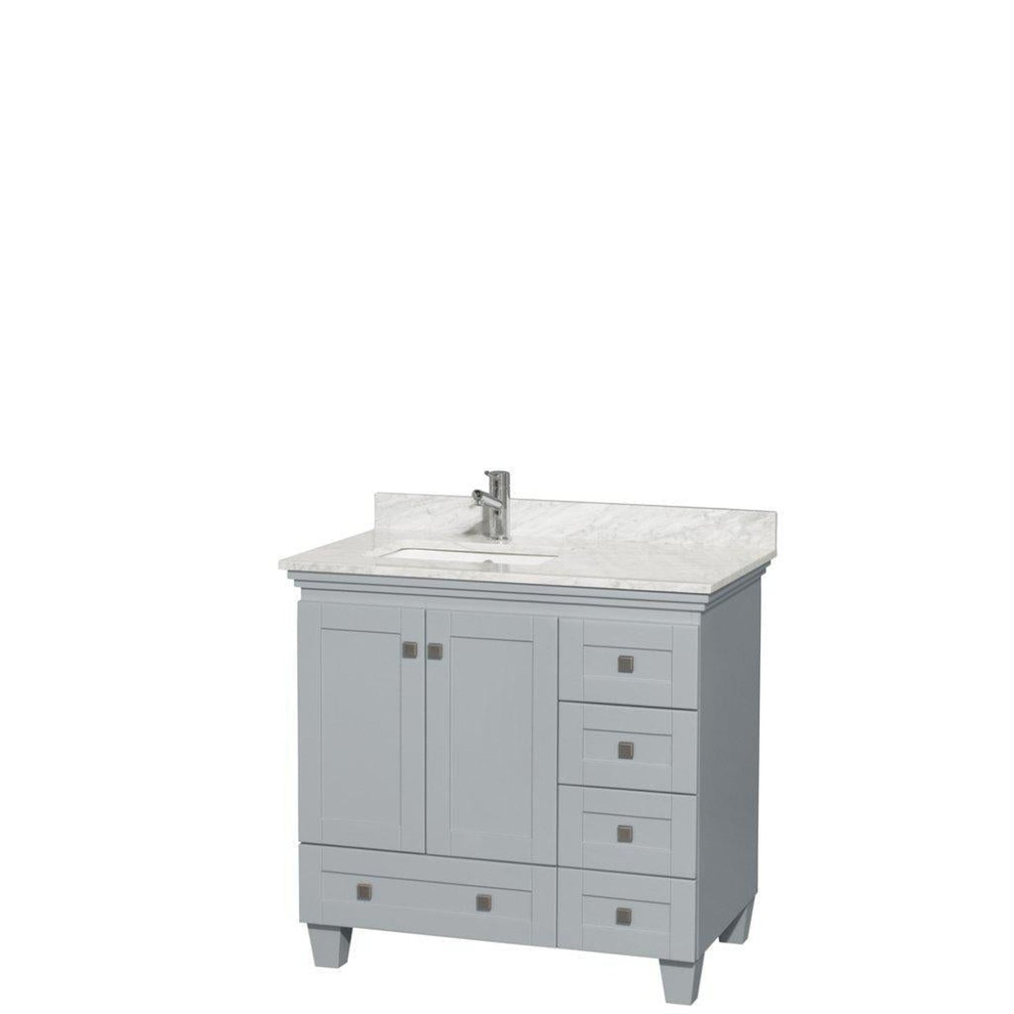 Wyndham Collection Acclaim 36" Single Bathroom Oyster Gray Vanity With White Carrara Marble Countertop And Undermount Square Sink