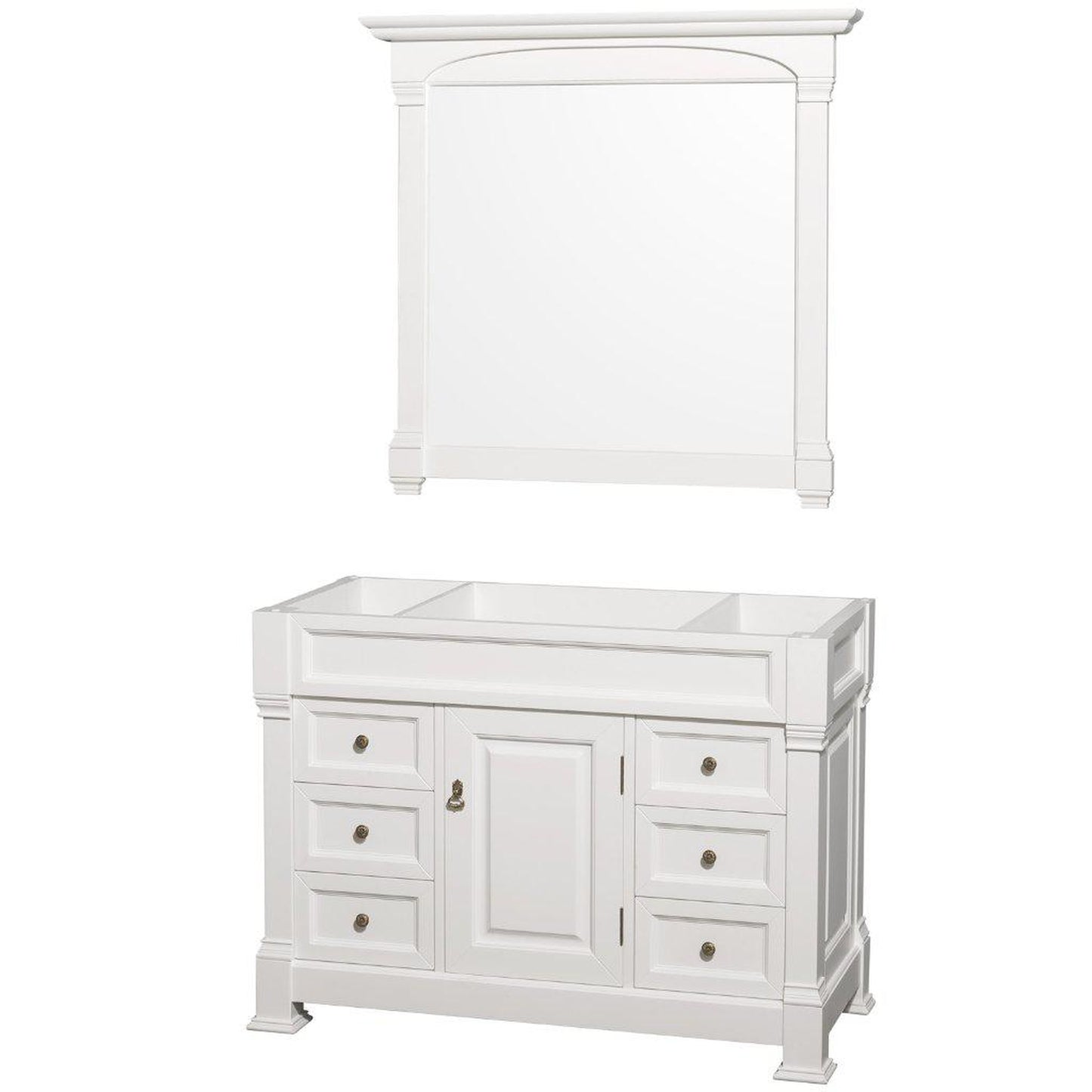 Wyndham Collection Andover 48" Single Bathroom White Vanity Set With 44" Mirror