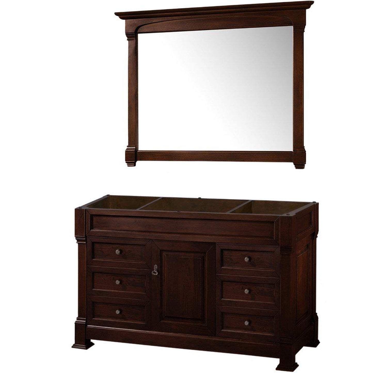 Wyndham Collection Andover 55" Single Bathroom Dark Cherry Vanity Set With 50" Mirror