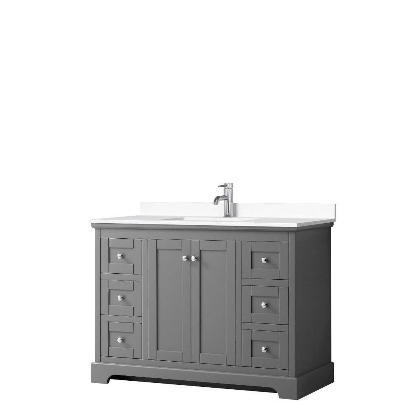 Wyndham Collection Avery 48" Dark Gray Single Bathroom Vanity With White Cultured Marble Countertop With 1-Hole Faucet And Square Sink