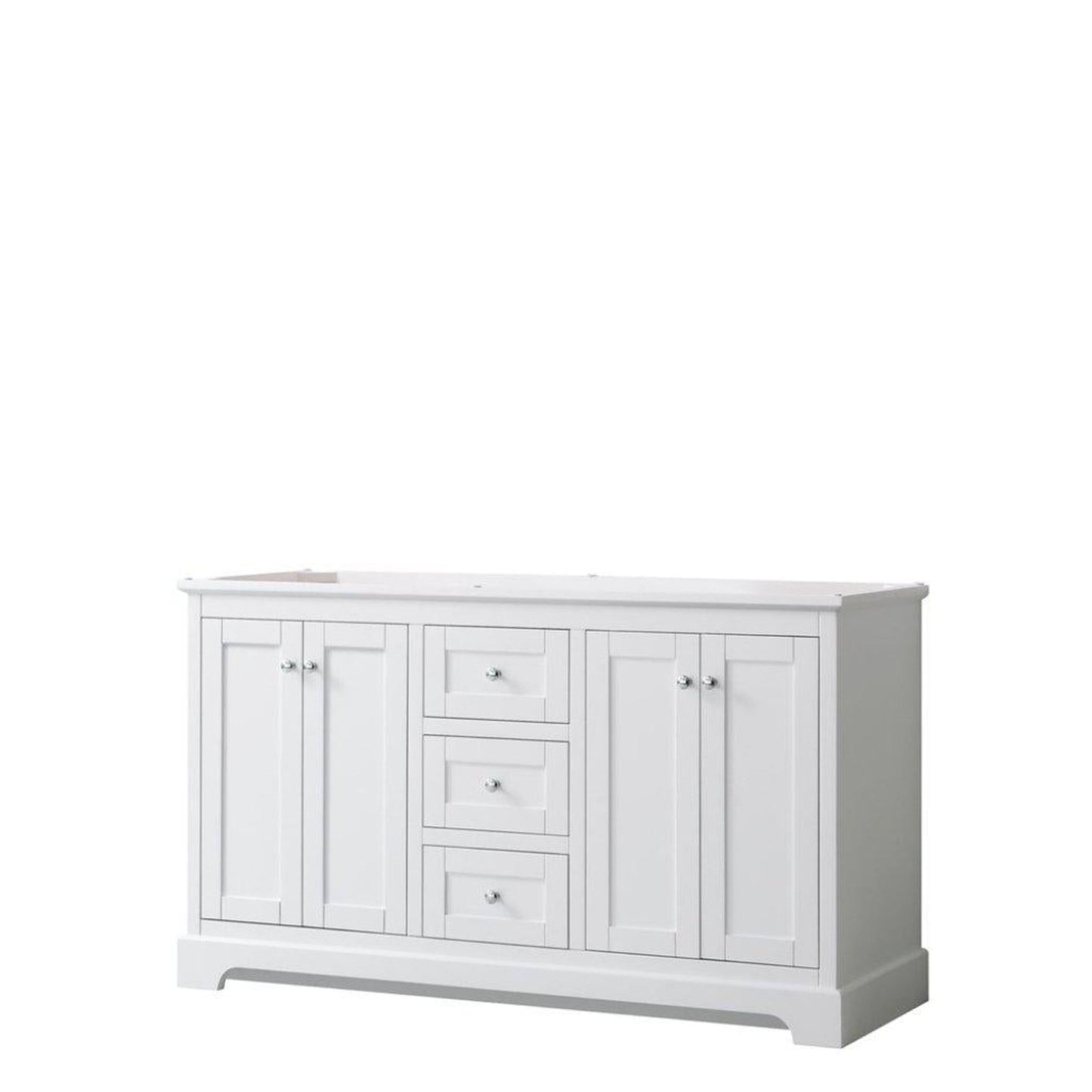 Wyndham Collection Avery 60" White Double Bathroom Vanity, Polished Chrome Trims