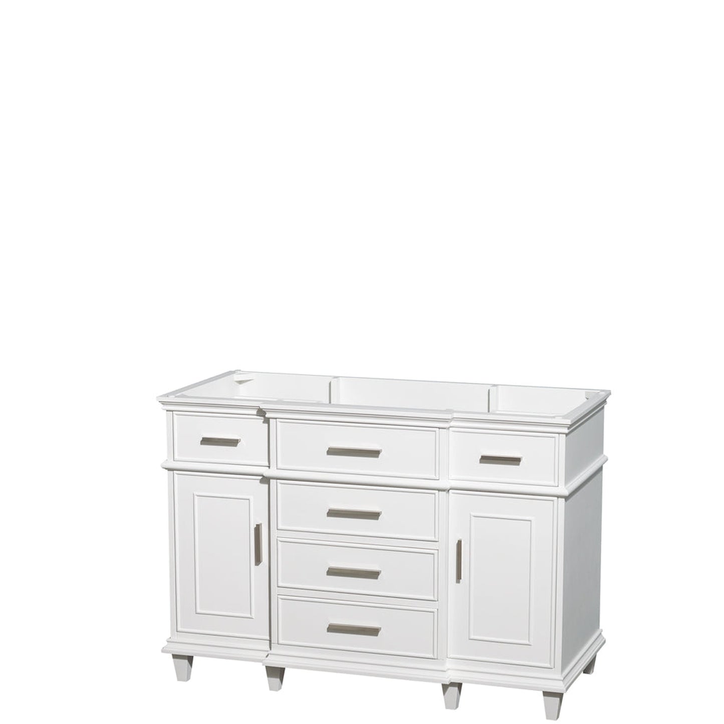 Wyndham Collection Berkeley 48" Single Bathroom Vanity in White, No Countertop, No Sink, No Mirror
