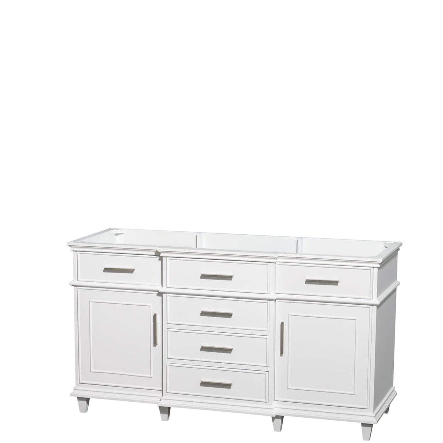Wyndham Collection Berkeley 60" Single Bathroom Vanity in White, No Countertop, No Sink, No Mirror