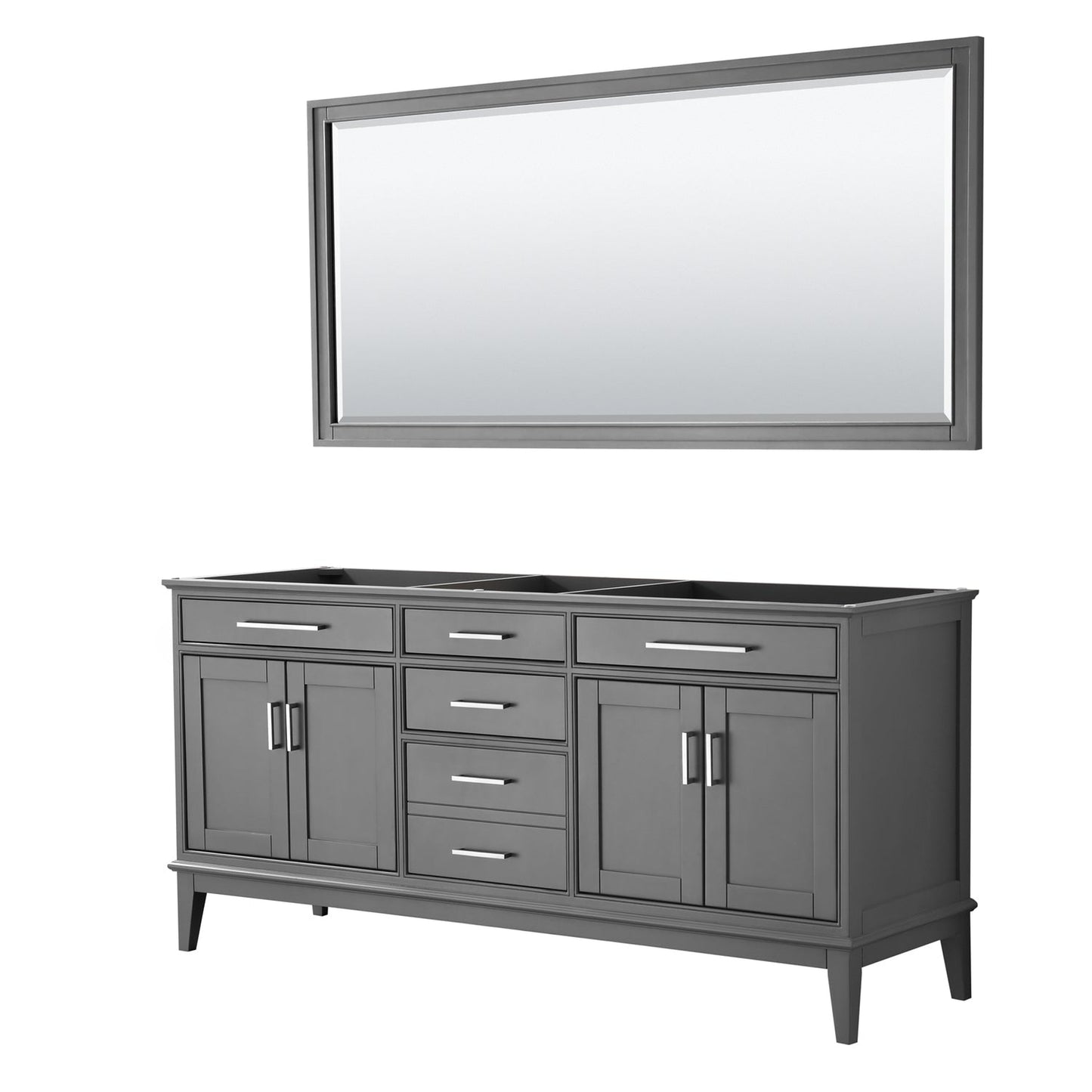 Wyndham Collection Margate 72" Double Bathroom Dark Gray Vanity With 70" Mirror