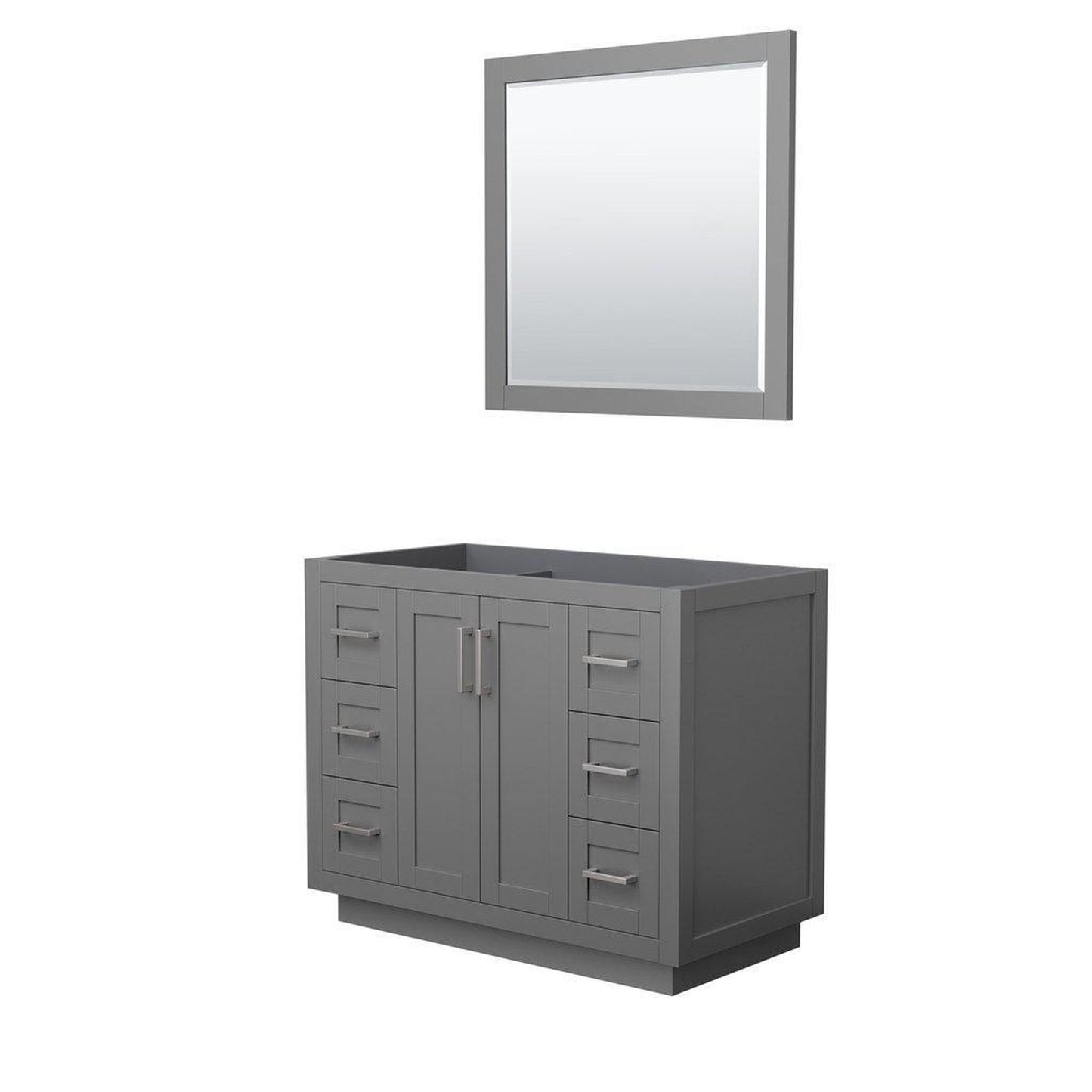Wyndham Collection Miranda 42" Single Bathroom Dark Gray Vanity Set With 34" Mirror And Brushed Nickel Trim