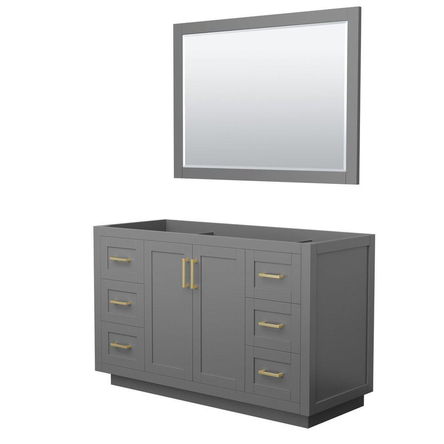 Wyndham Collection Miranda 54" Single Bathroom Dark Gray Vanity Set With 46" Mirror And Brushed Gold Trim