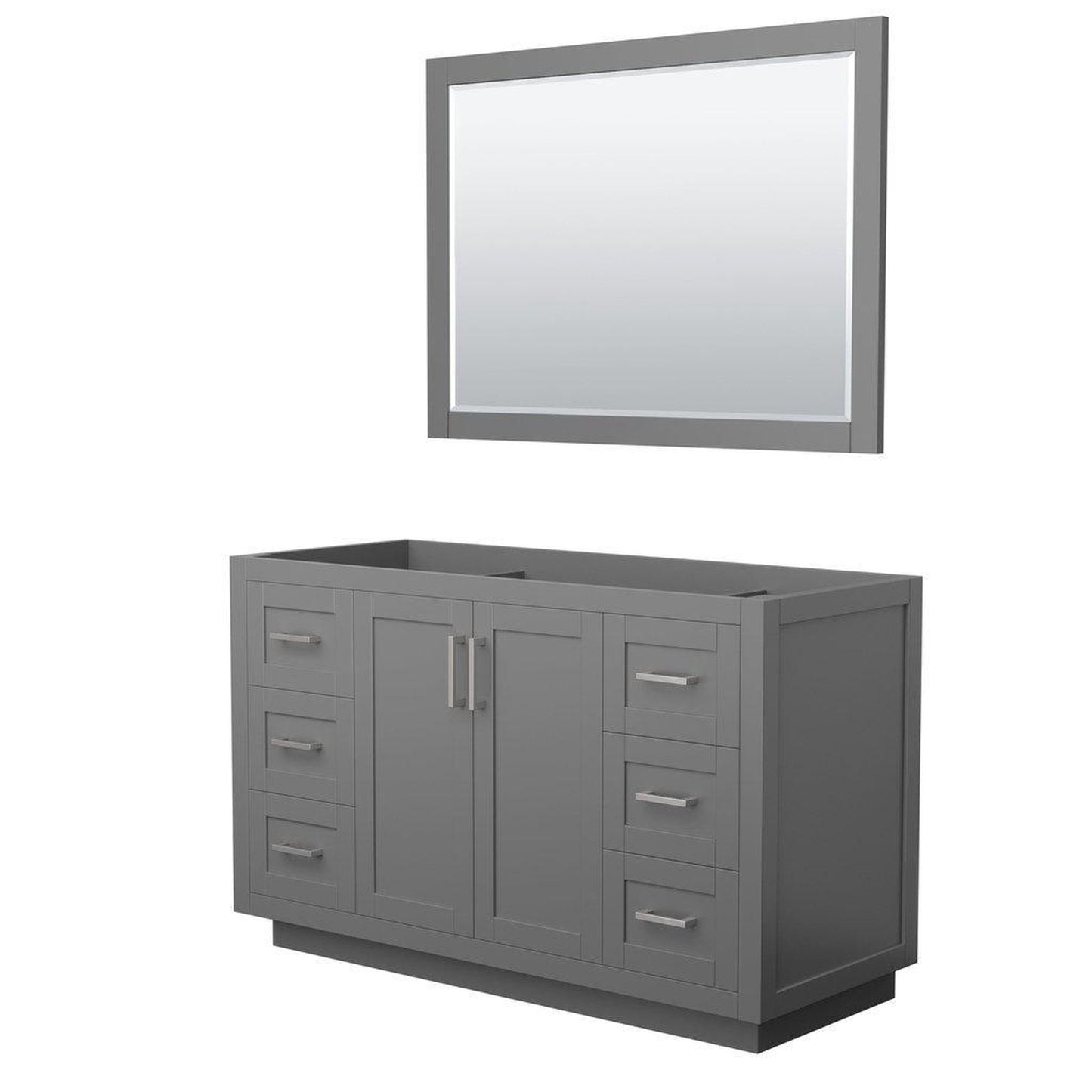 Wyndham Collection Miranda 54" Single Bathroom Dark Gray Vanity Set With 46" Mirror And Brushed Nickel Trim