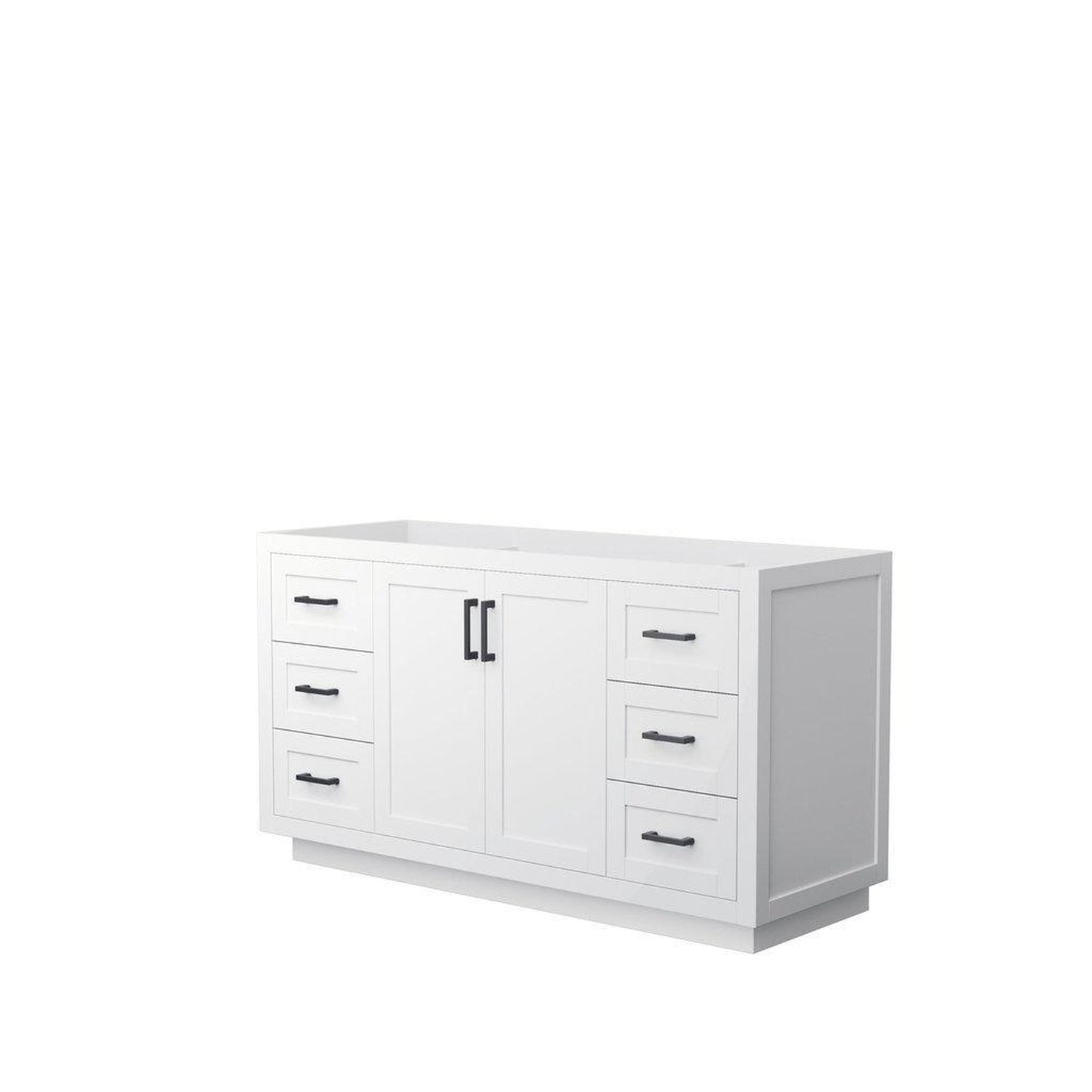 Wyndham Collection Miranda 60" Single Bathroom White Vanity With Matte Black Trim