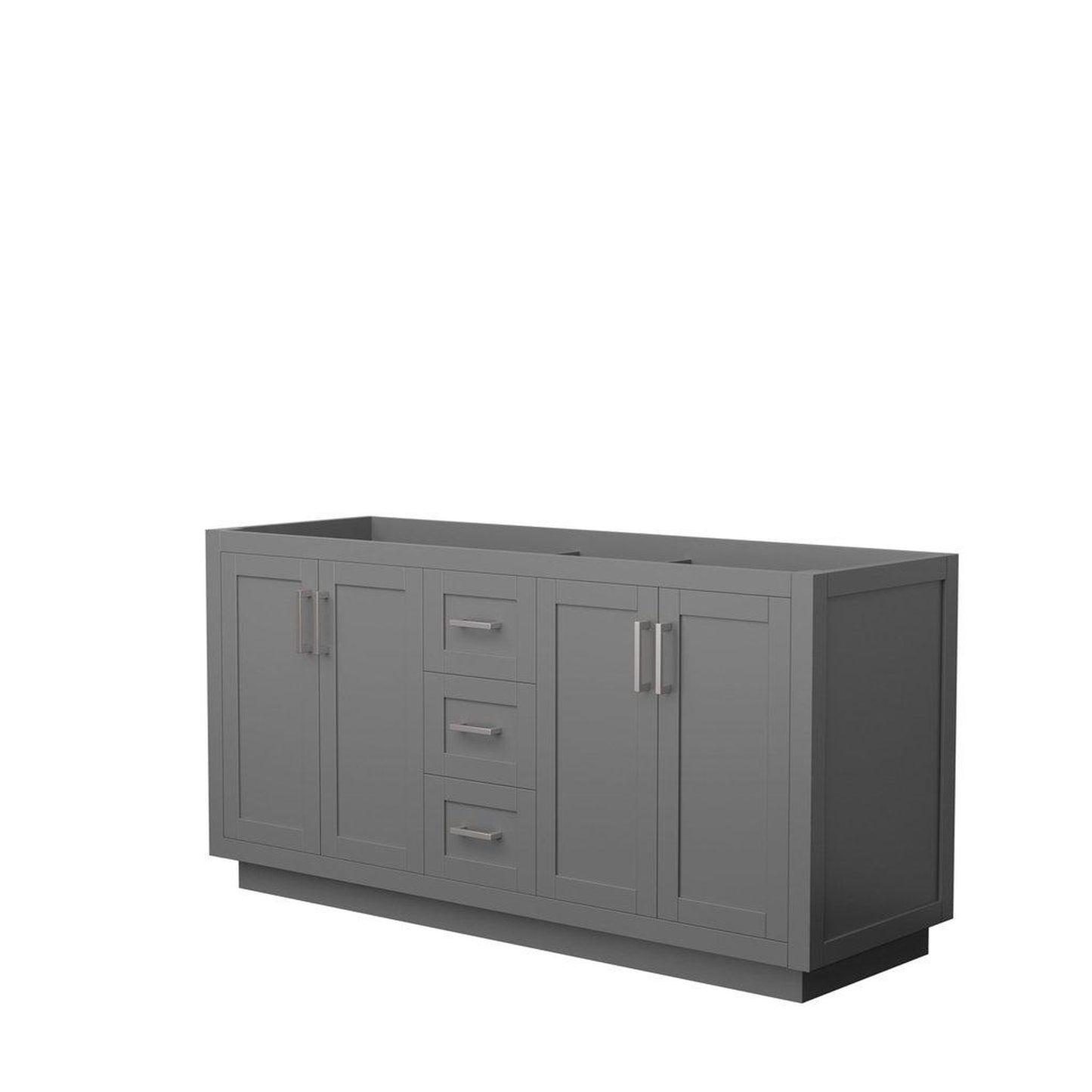 Wyndham Collection Miranda 66" Double Bathroom Dark Gray Vanity With Brushed Nickel Trim