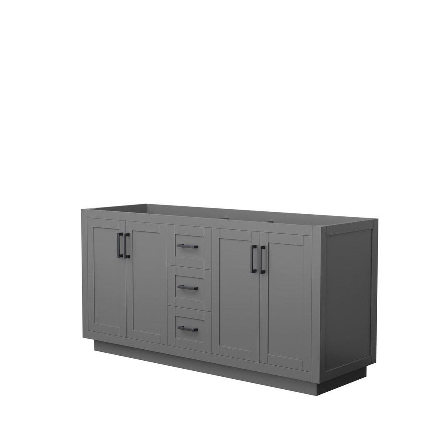Wyndham Collection Miranda 66" Double Bathroom Dark Gray Vanity With Matte Black Trim