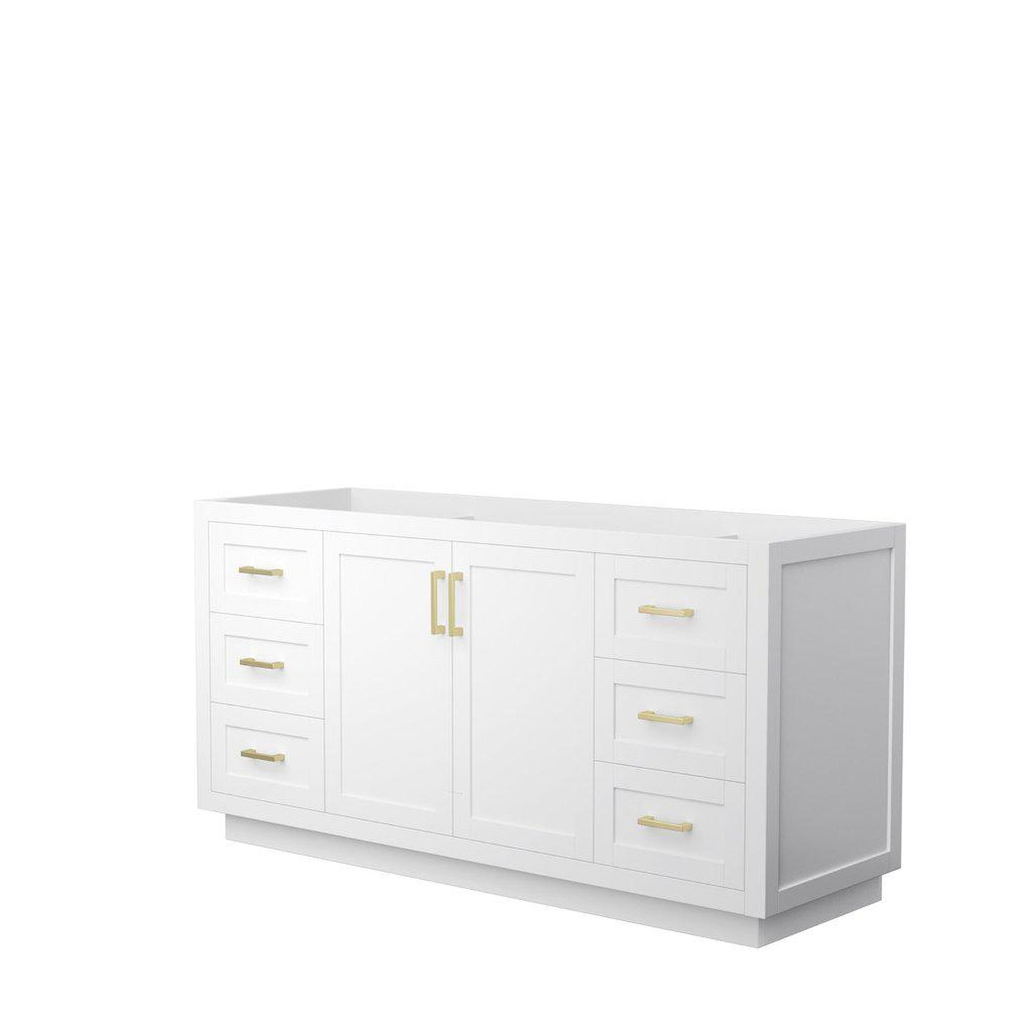 Wyndham Collection Miranda 66" Single Bathroom White Vanity With Brushed Gold Trim