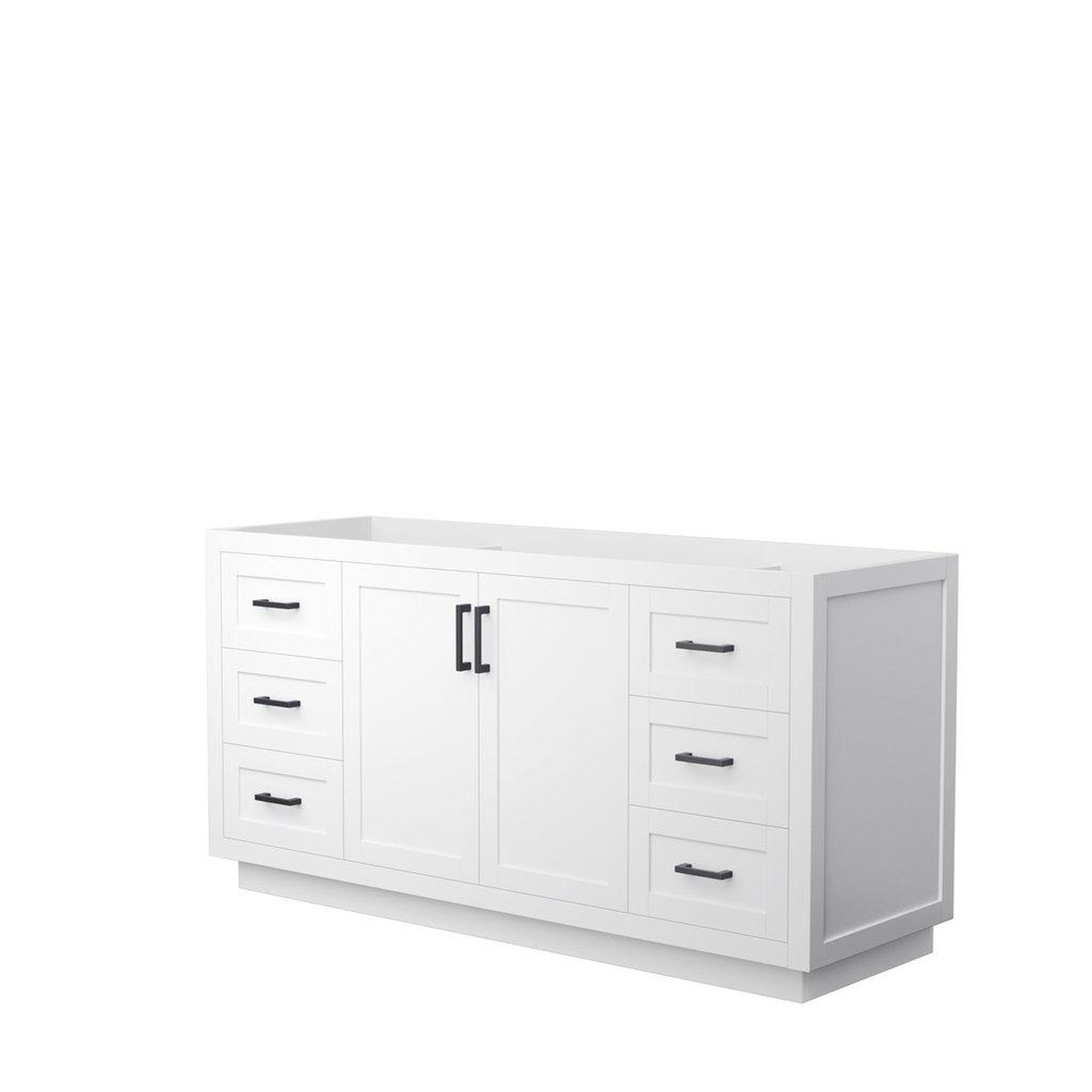 Wyndham Collection Miranda 66" Single Bathroom White Vanity With Matte Black Trim