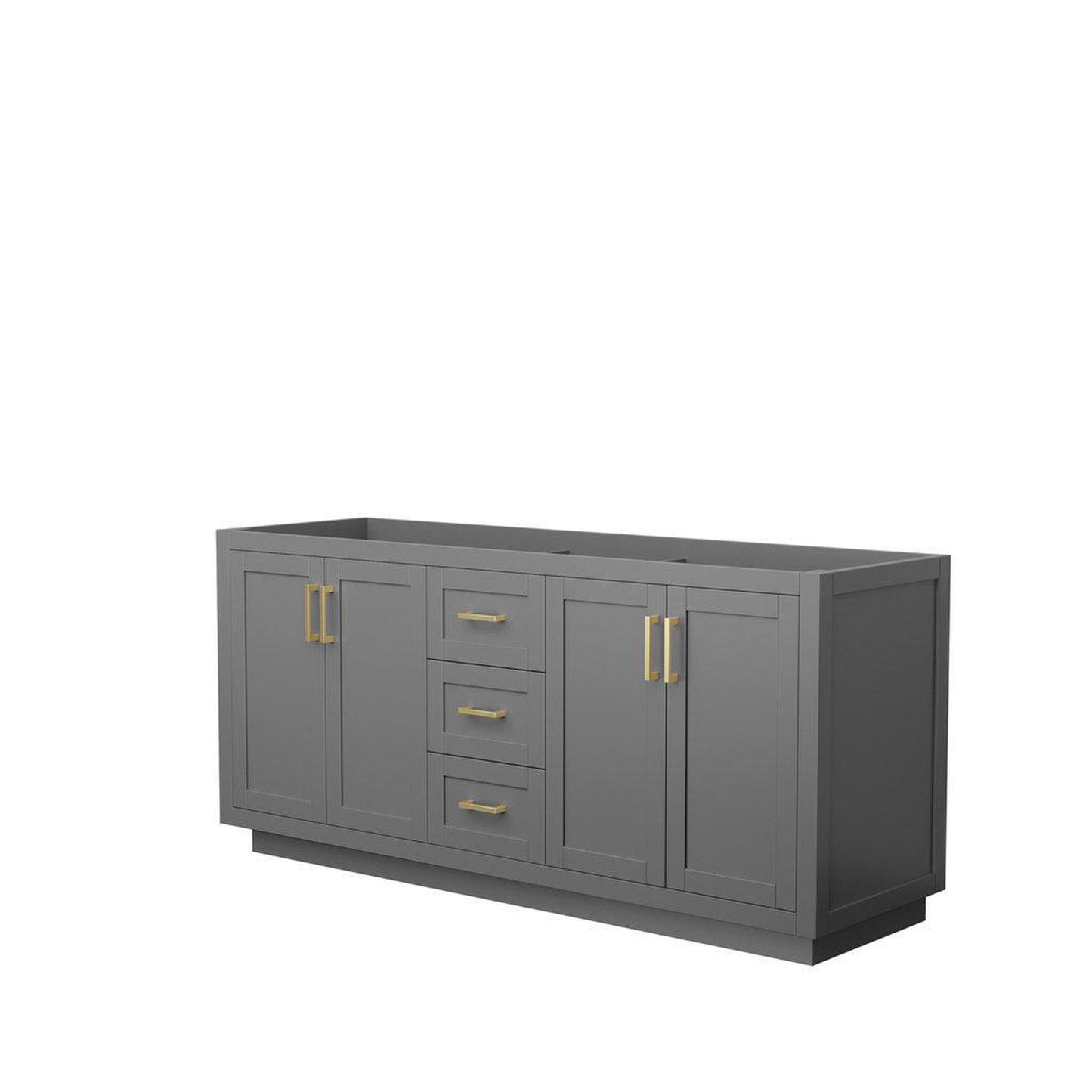 Wyndham Collection Miranda 72" Double Bathroom Dark Gray Vanity With Brushed Gold Trim