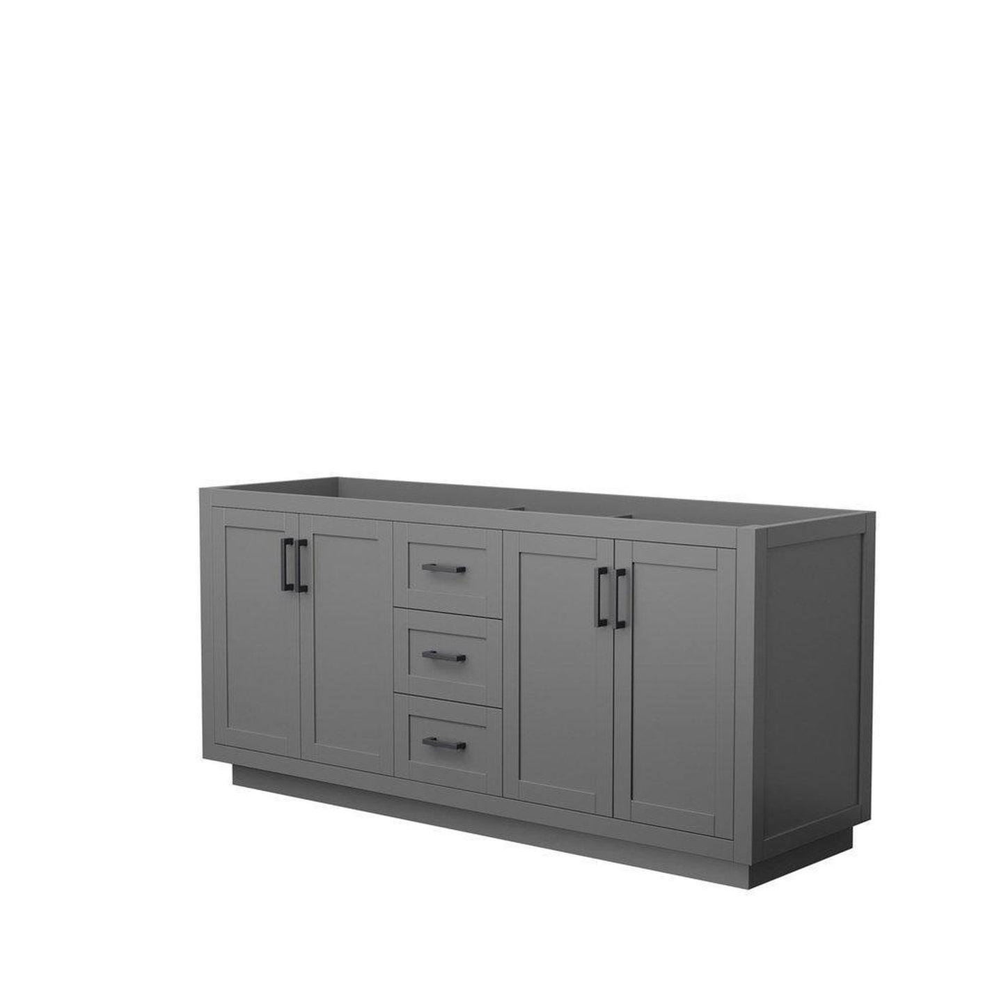 Wyndham Collection Miranda 72" Double Bathroom Dark Gray Vanity With Matte Black Trim