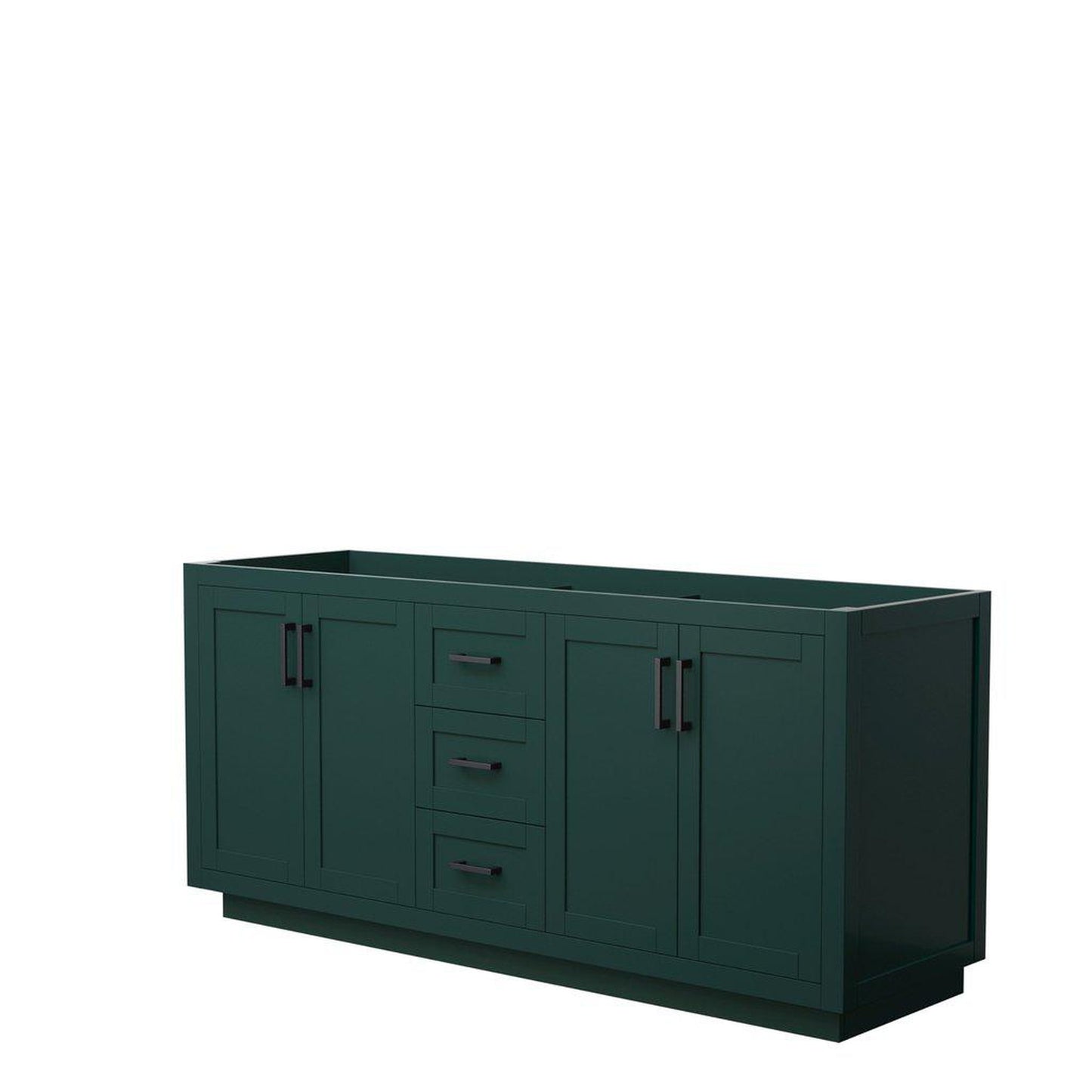 Wyndham Collection Miranda 72" Double Bathroom Green Vanity With Matte Black Trim