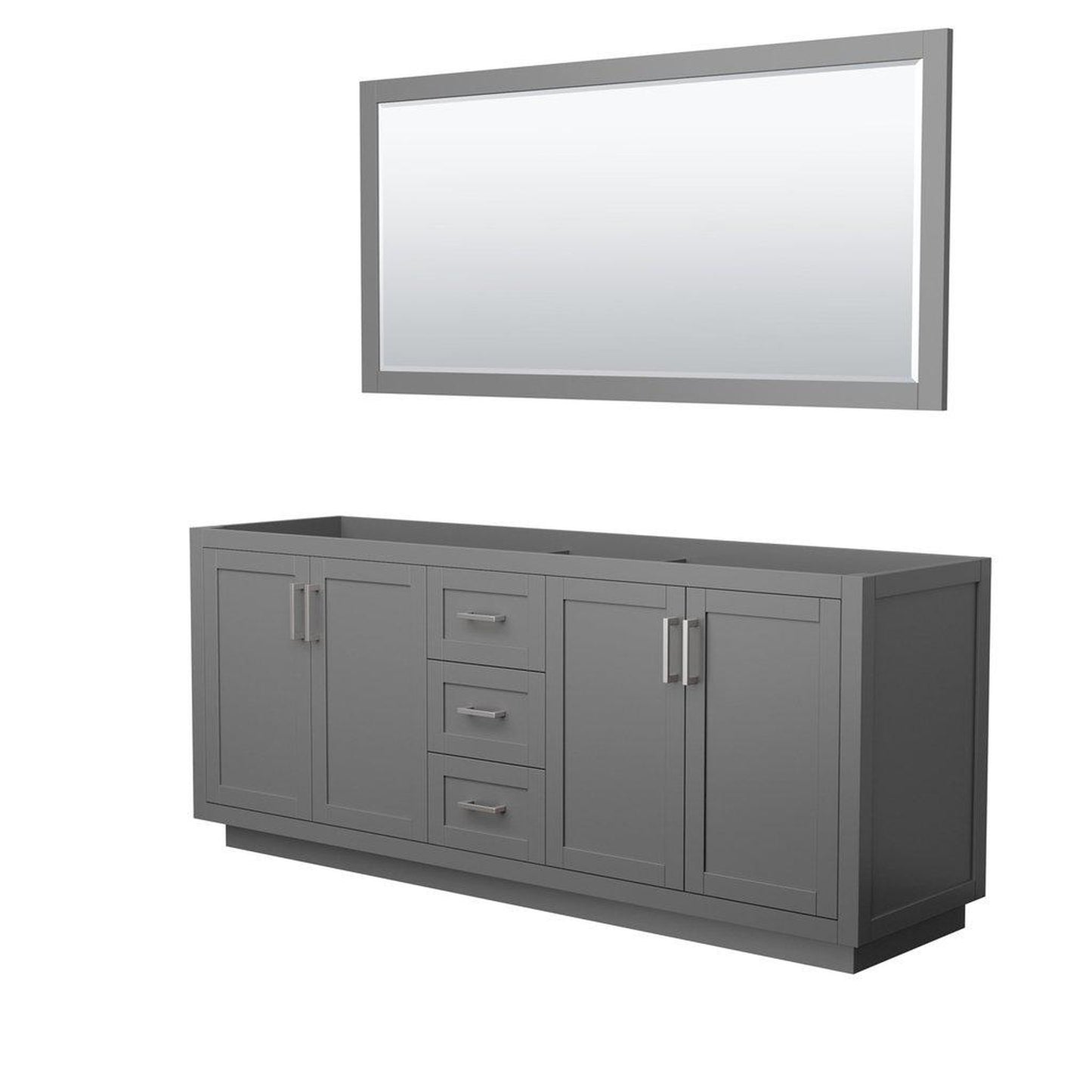 Wyndham Collection Miranda 80" Double Bathroom Dark Gray Vanity Set With 70" Mirror And Brushed Nickel Trim