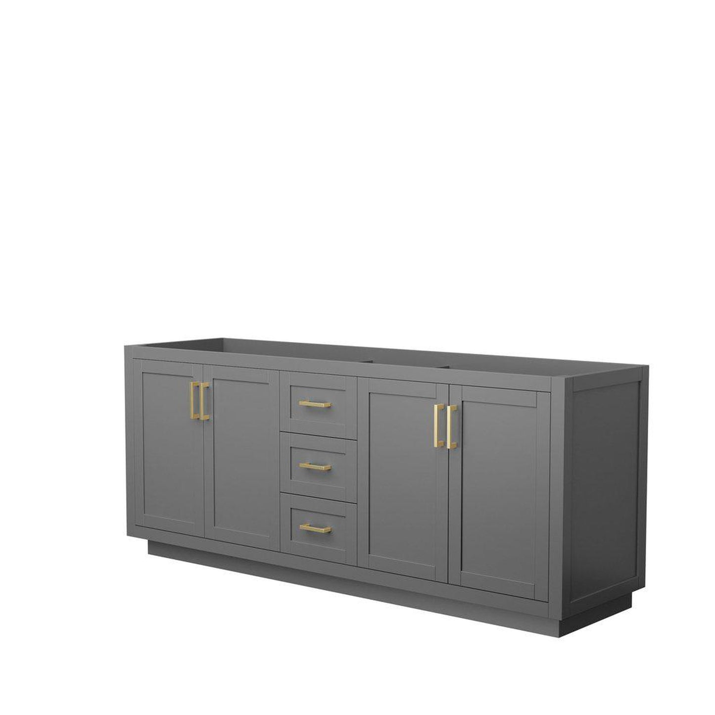 Wyndham Collection Miranda 80" Double Bathroom Dark Gray Vanity With Brushed Gold Trim