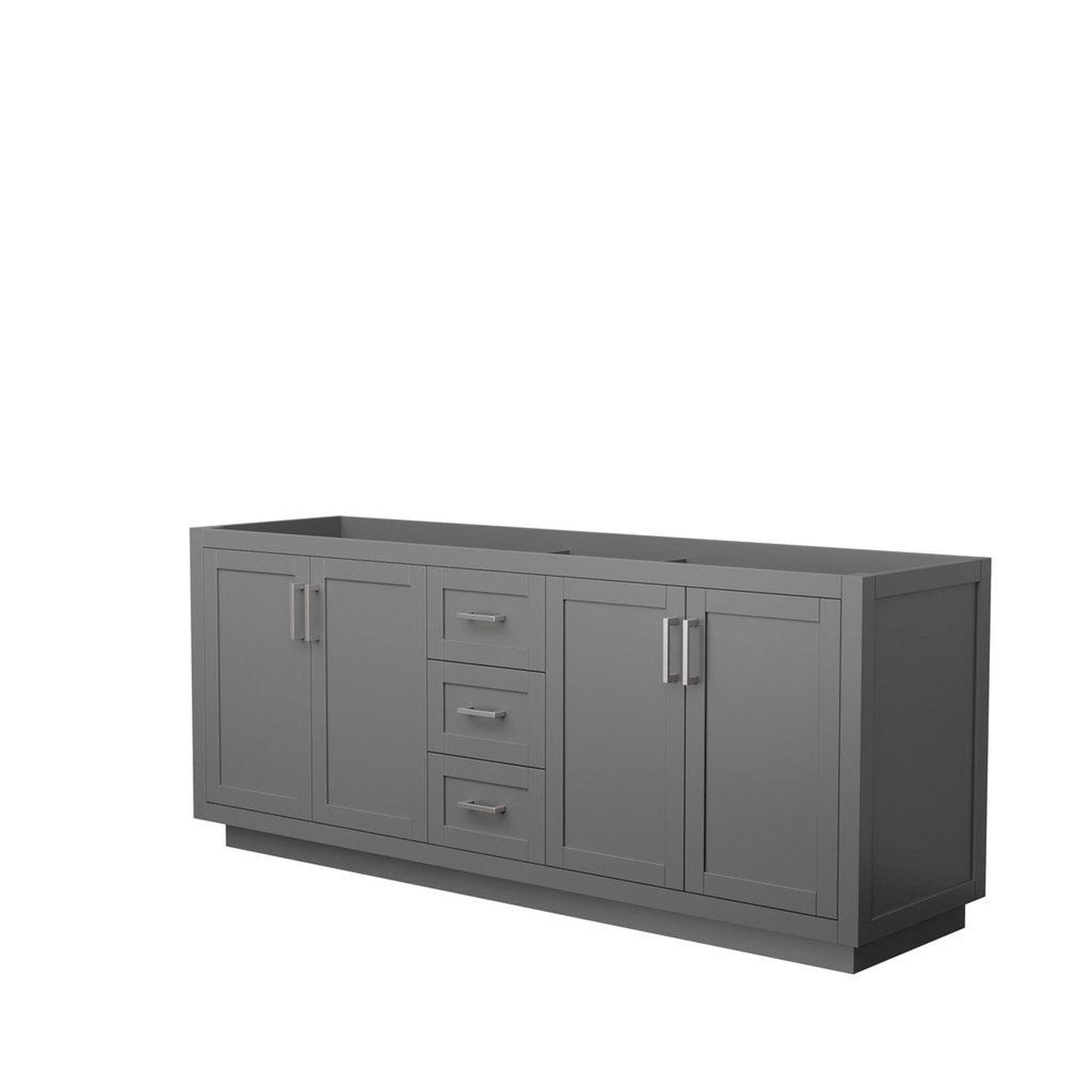 Wyndham Collection Miranda 80" Double Bathroom Dark Gray Vanity With Brushed Nickel Trim