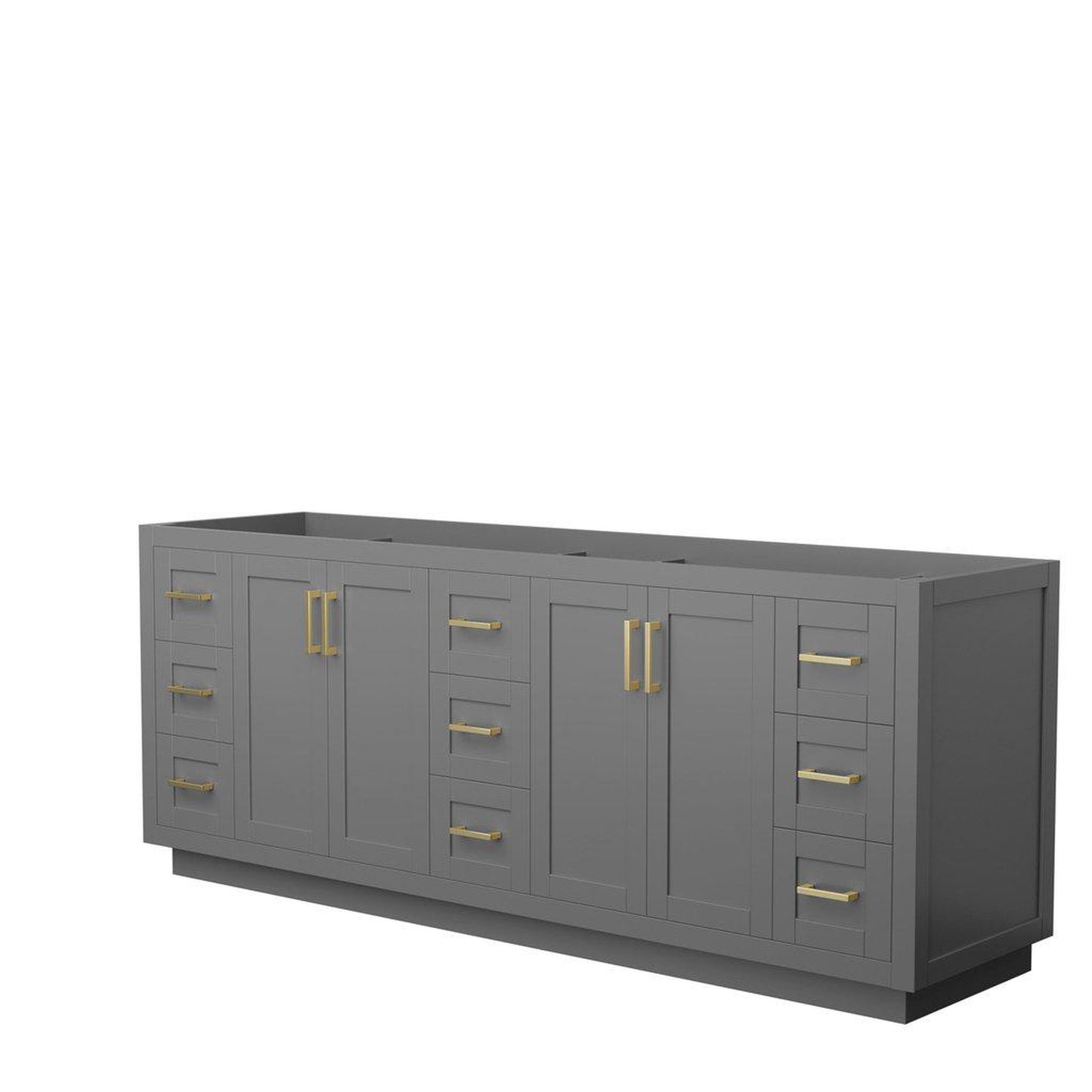 Wyndham Collection Miranda 84" Double Bathroom Dark Gray Vanity With Brushed Gold Trim