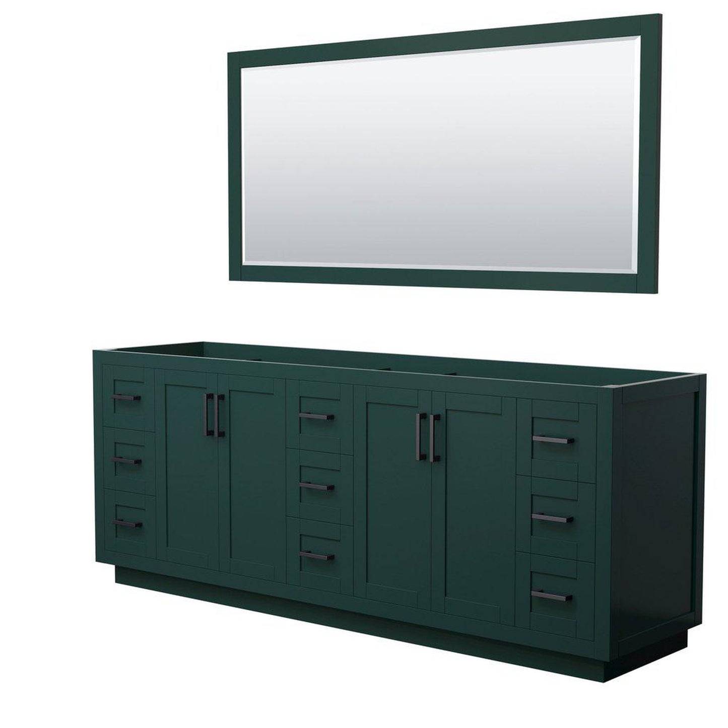 Wyndham Collection Miranda 84" Double Bathroom Green Vanity Set With 70" Mirror And Matte Black Trim