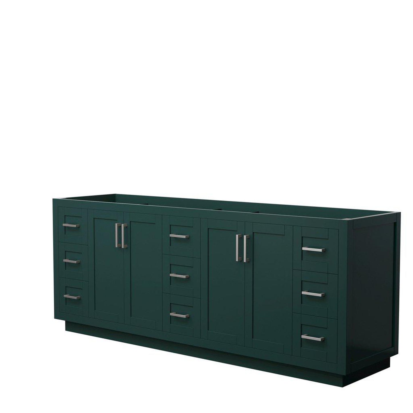 Wyndham Collection Miranda 84" Double Bathroom Green Vanity With Brushed Nickel Trim