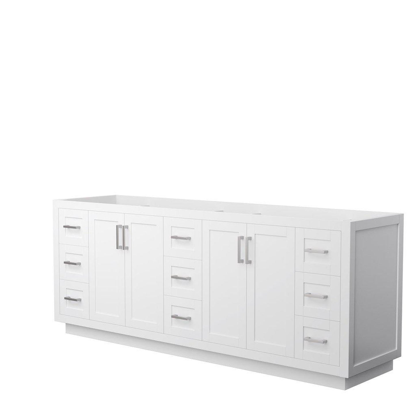 Wyndham Collection Miranda 84" Double Bathroom White Vanity With Brushed Nickel Trim