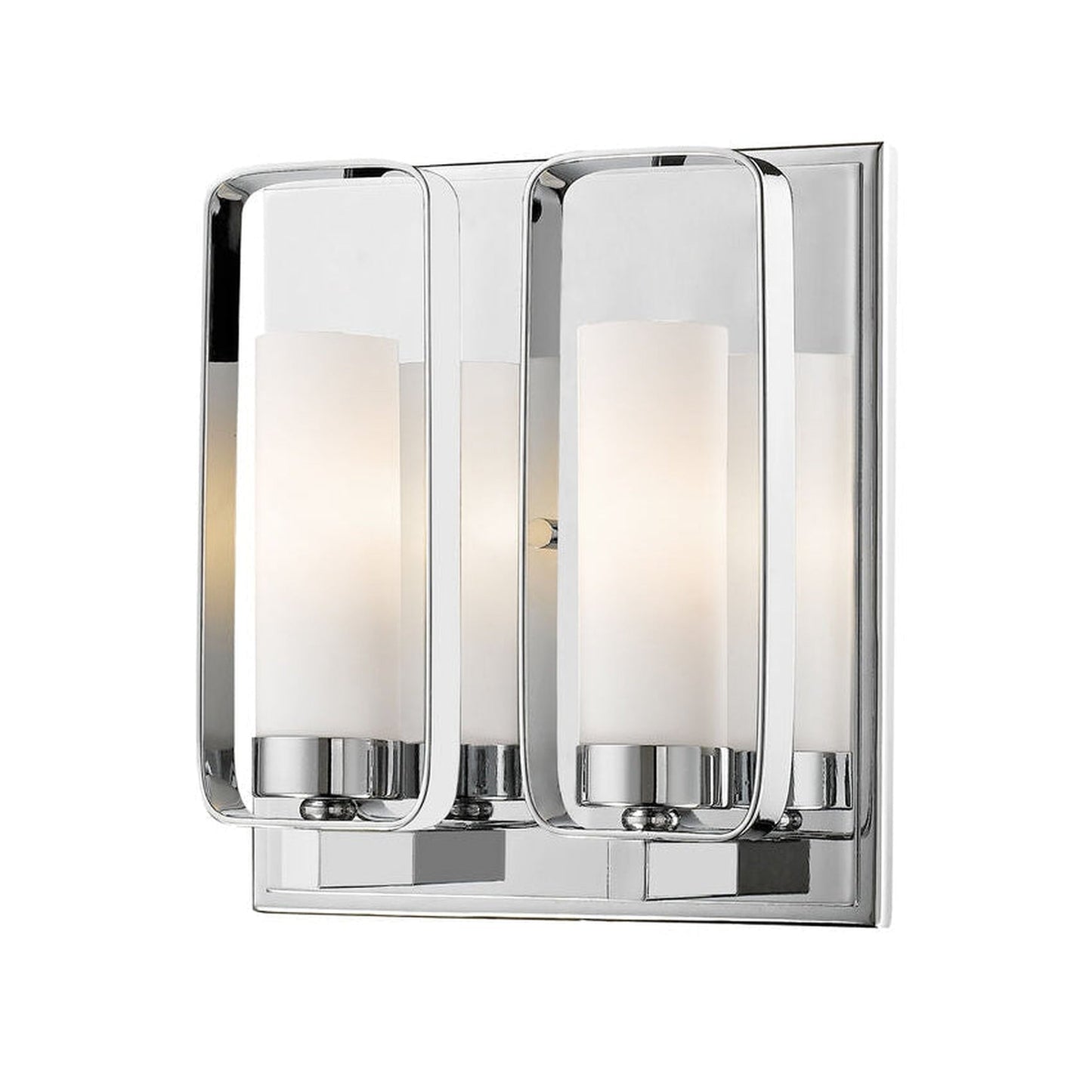 Z-Lite Aideen 9" 2-Light Chrome Wall Sconce With Matte Opal Glass Shade