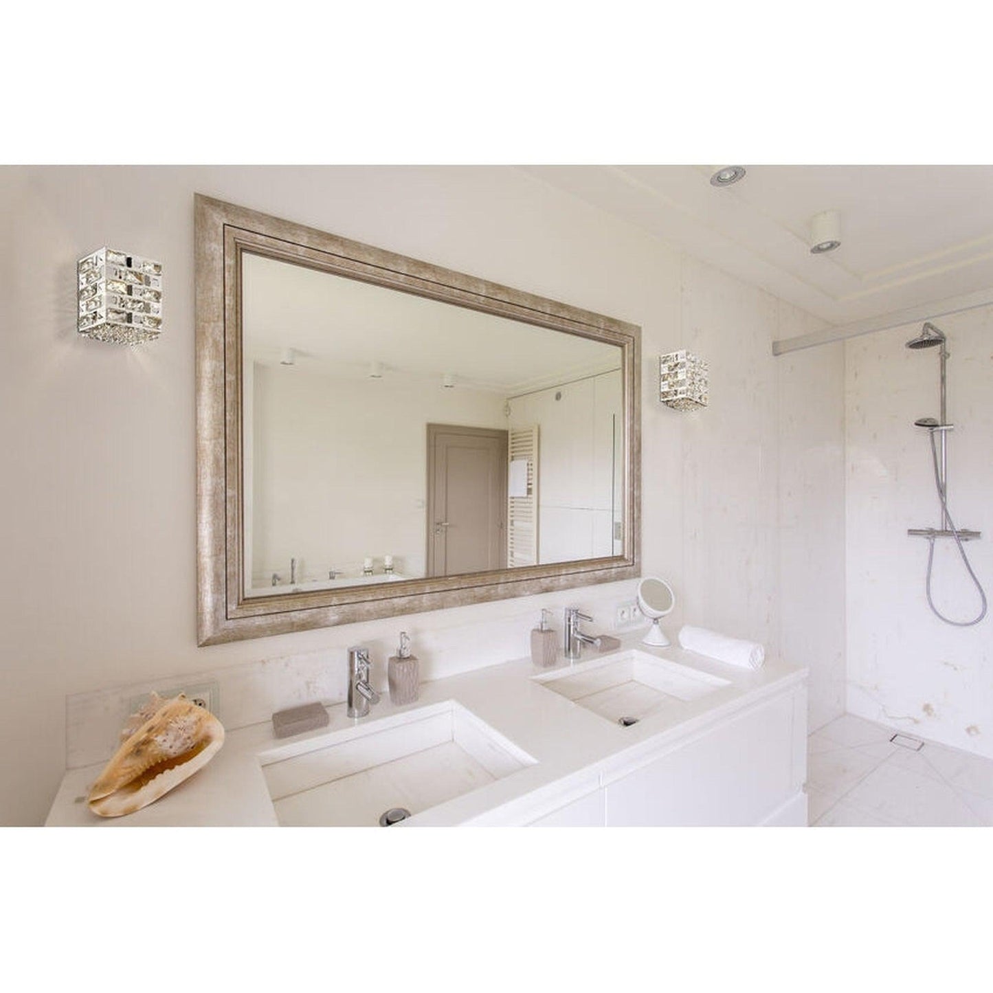 Z-Lite Aludra 8" 1-Light LED Chrome and Crystal Frame Wall Sconce