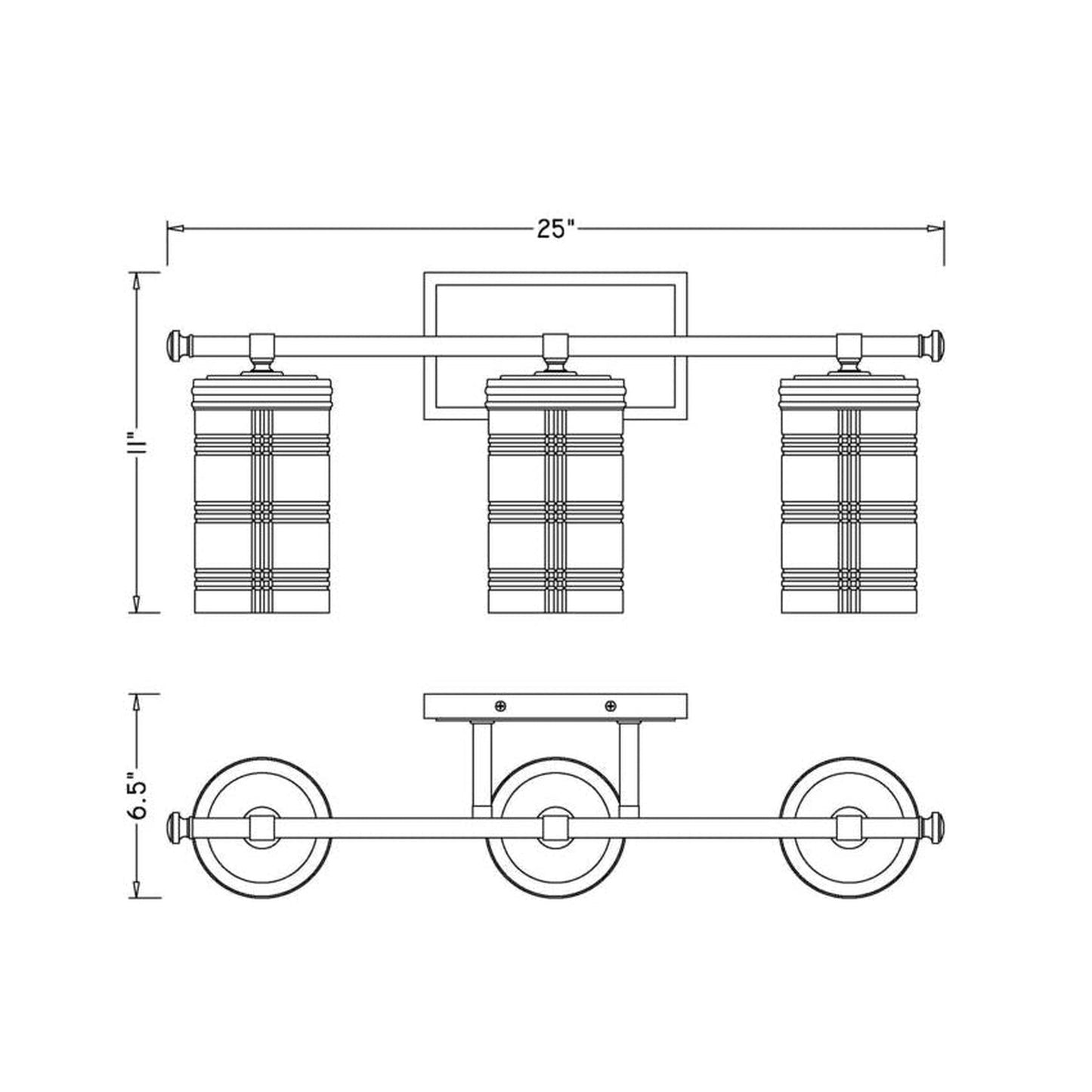 Z-Lite Archer 25" 3-Light Brushed Nickel Vanity Light With Clear Glass Shade