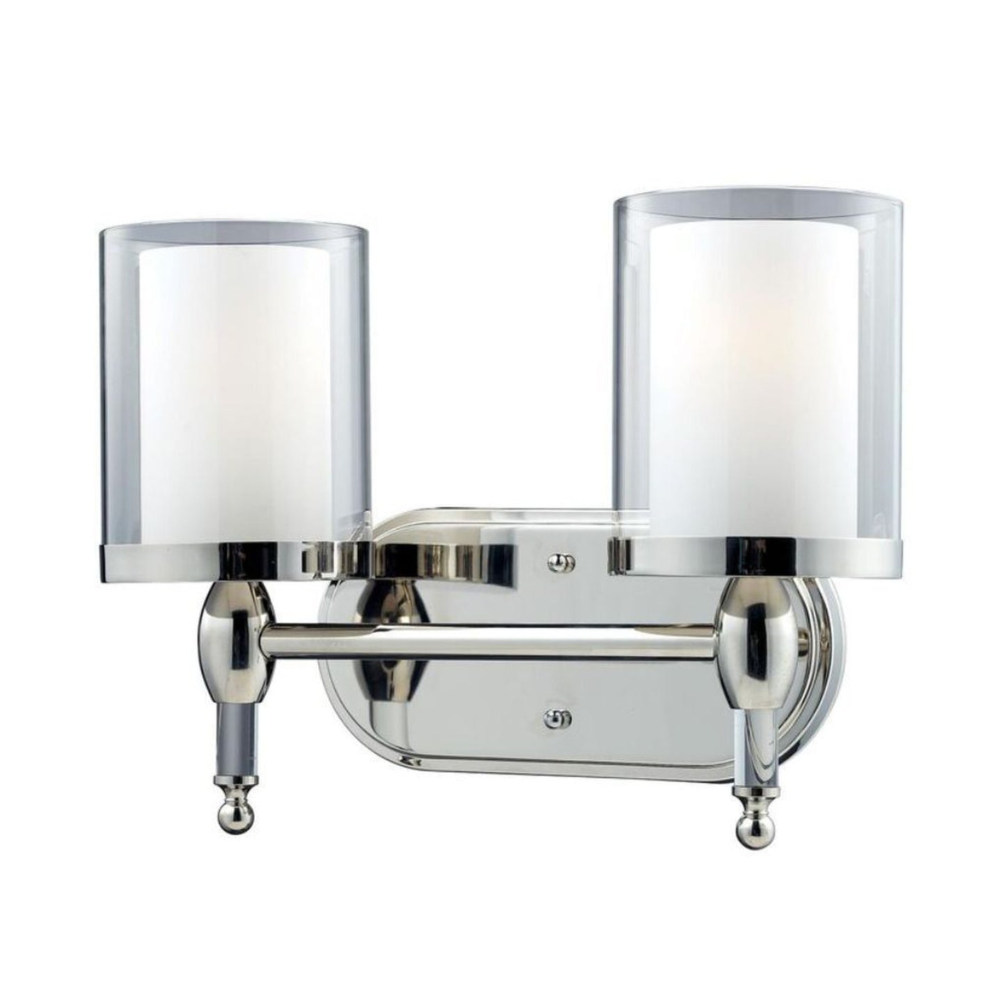 Z-Lite Argenta 15" 2-Light Clear Glass and Matte Opal Shade Chrome Frame Finish Vanity Light