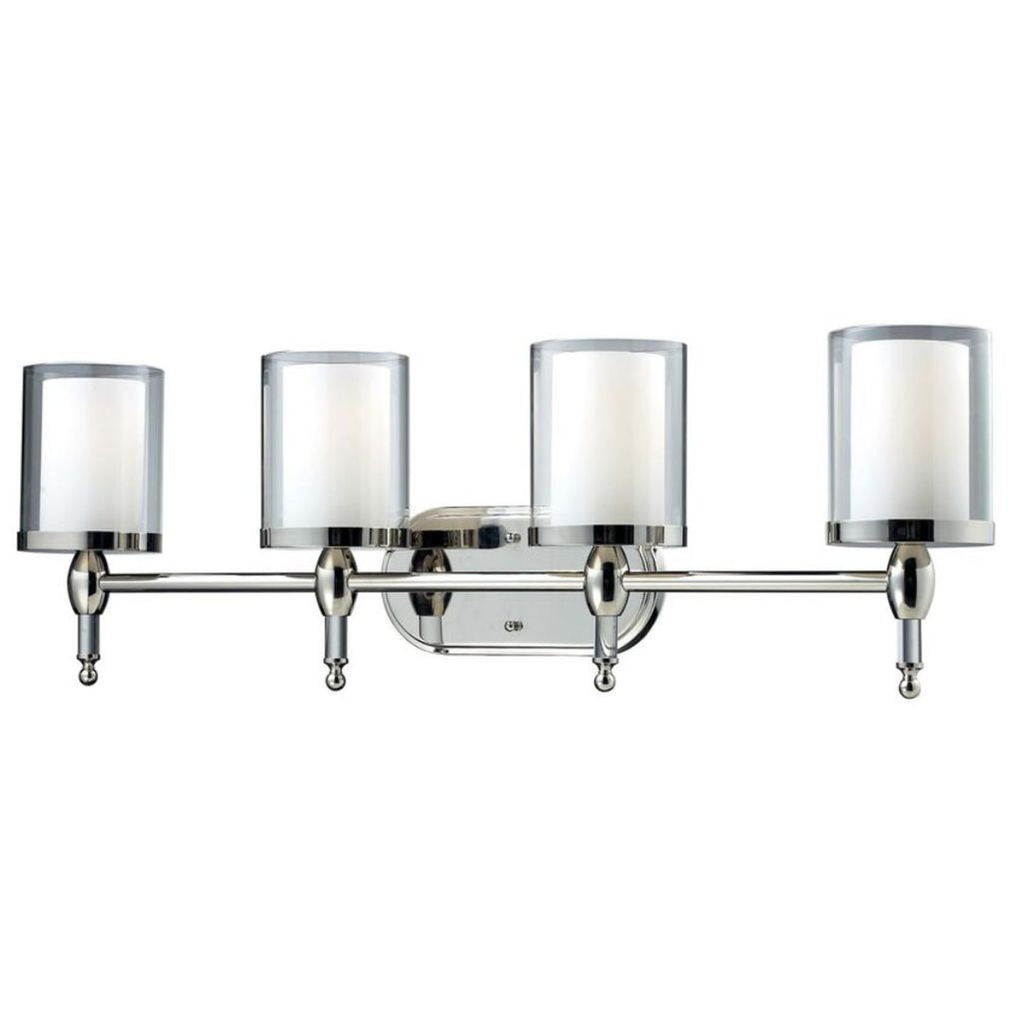 Z-Lite Argenta 34" 4-Light Clear Glass and Matte Opal Shade Chrome Frame Finish Vanity Light