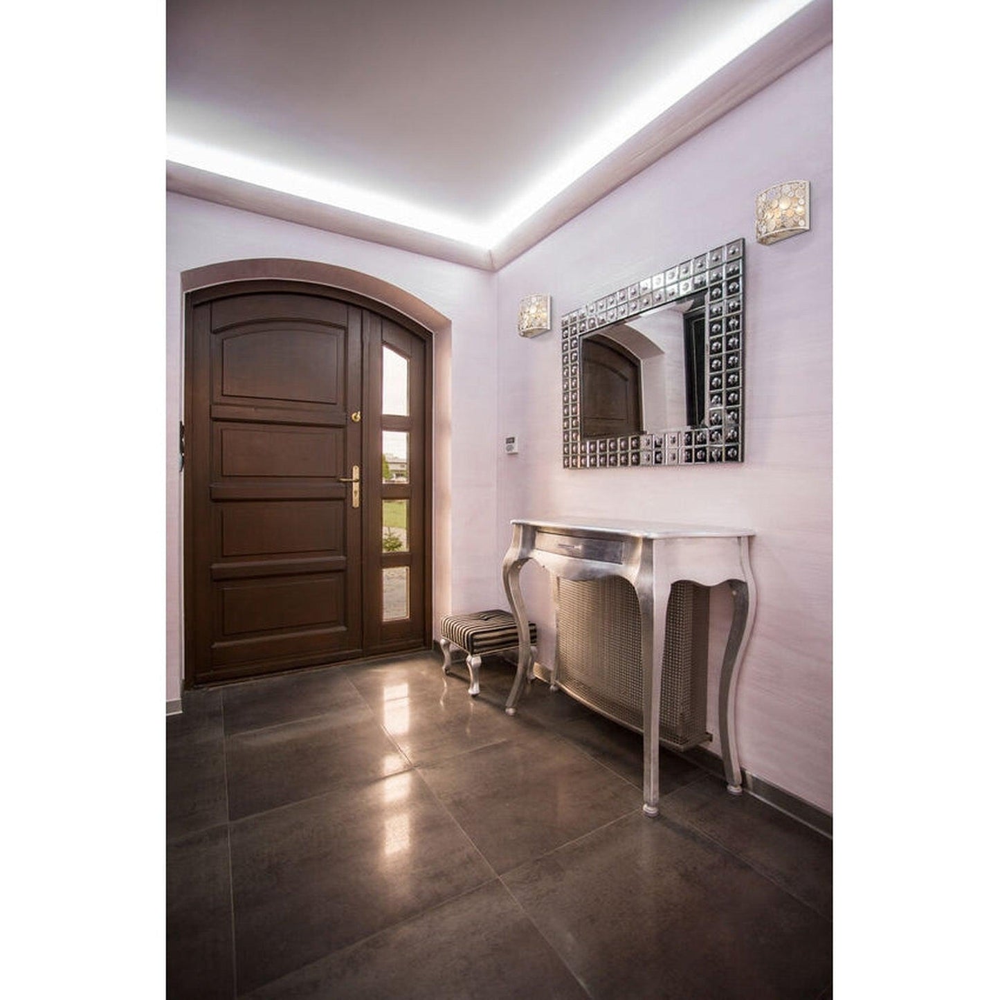 Z-Lite Ariell 8" 2-Light Antique Silver Wall Sconce With Bronze Steel and Matte Glass Shade