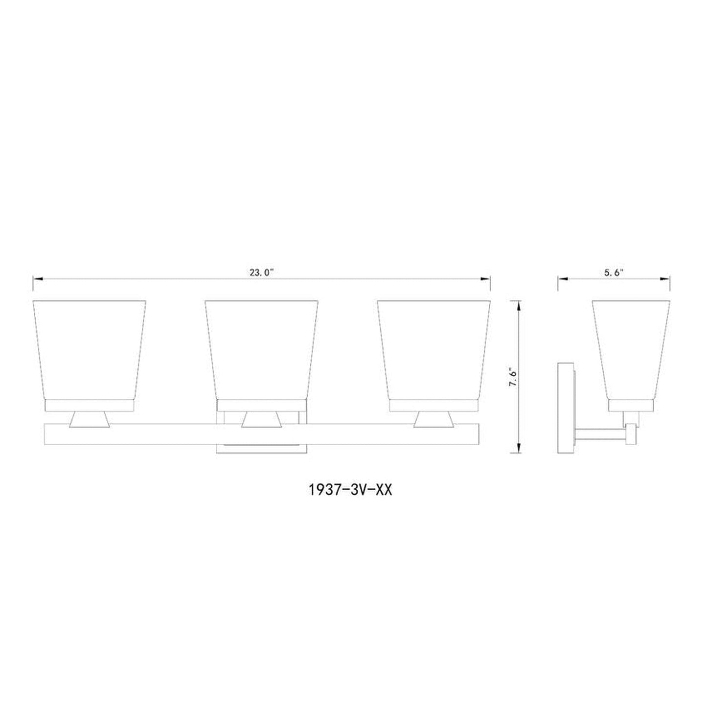 Z-Lite Astor 23" 3-Light Matte Black Vanity Light With Etched Opal Glass Shade