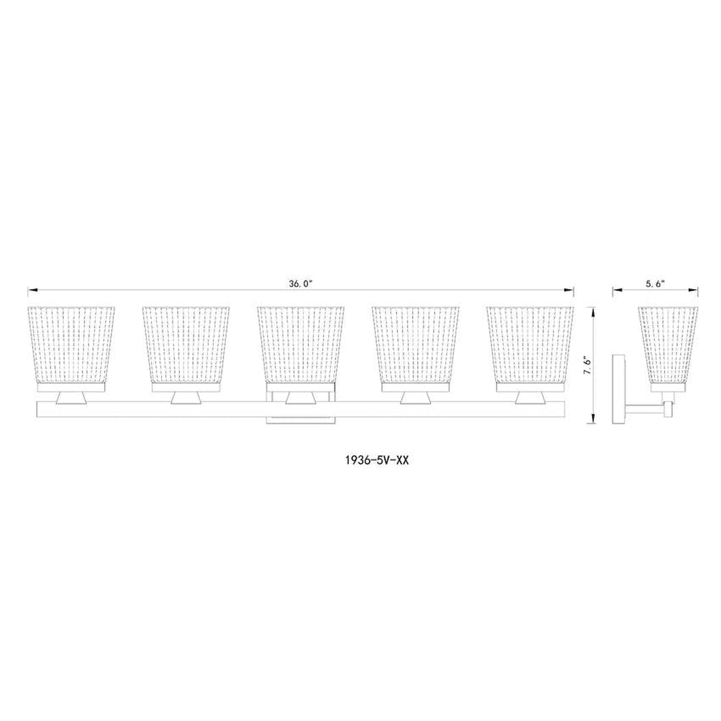 Z-Lite Astor 36" 5-Light Matte Black Vanity Light With Clear Glass Shade