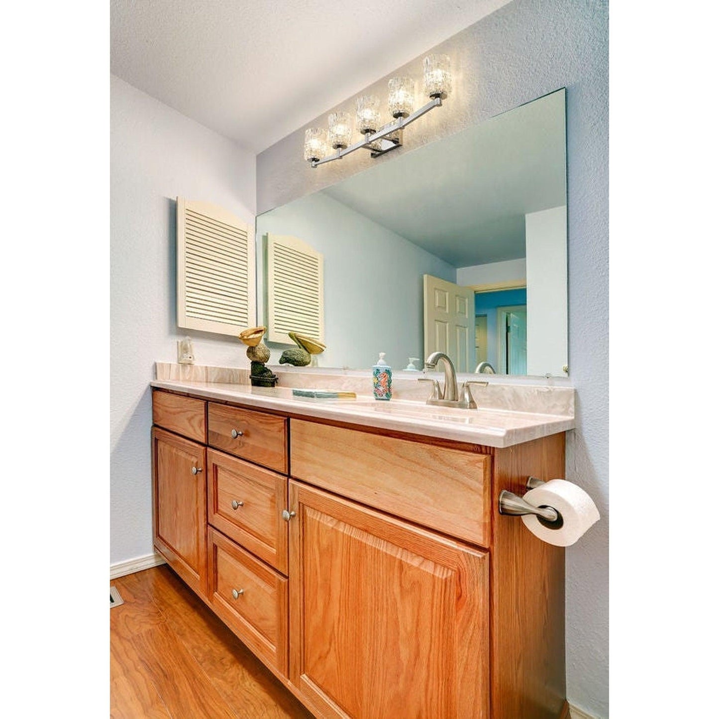 Z-Lite Aubrey 41" 5-Light Chrome Vanity Light With Clear Glass Shade