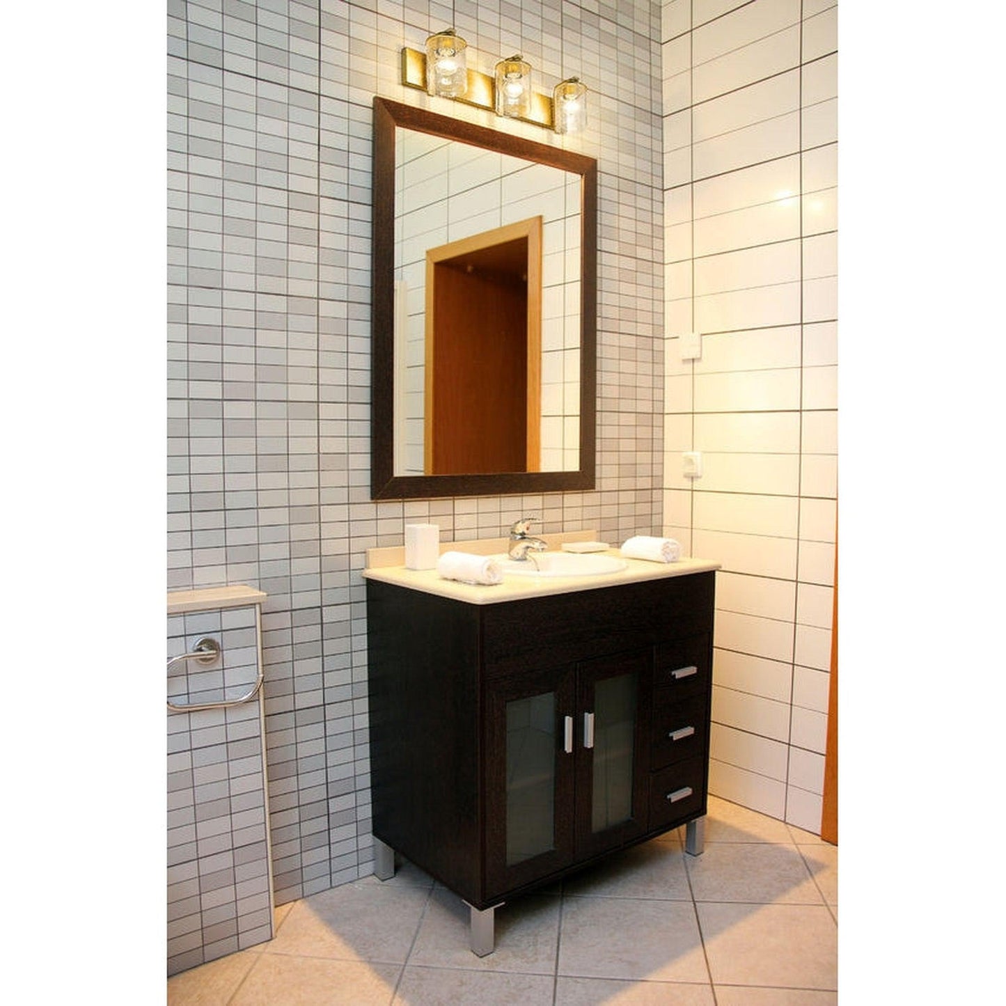 Z-Lite Beckett 23" 3-Light Olde Brass Vanity Light With Clear Seedy Glass Shade