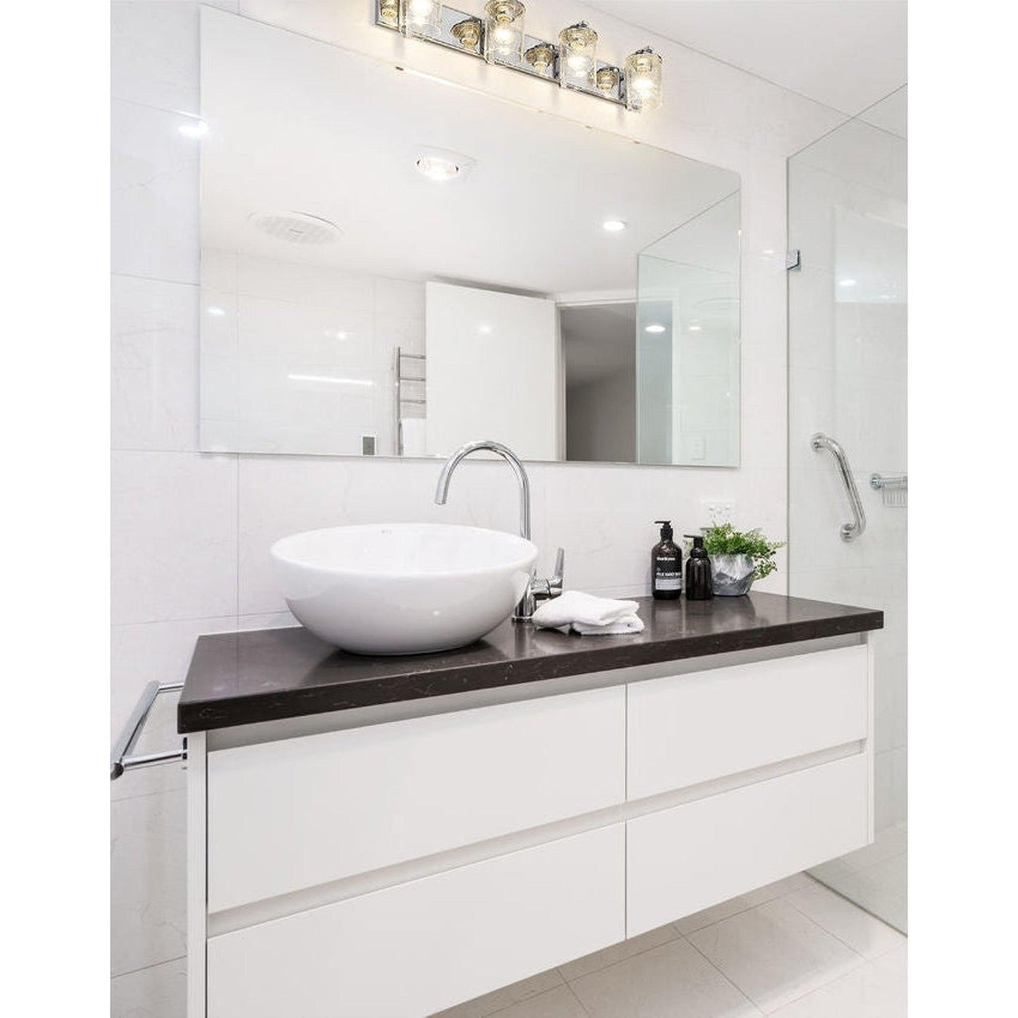 Z-Lite Beckett 34" 4-Light Chrome Vanity Light With Clear Seedy Glass Shade