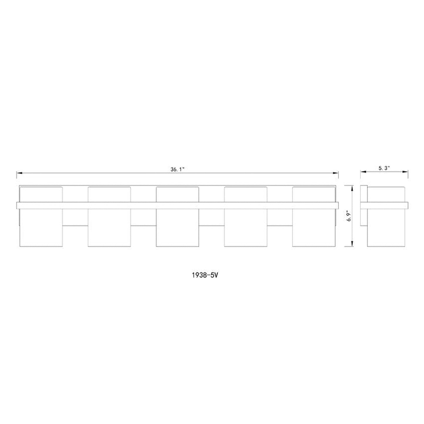 Z-Lite Bennington 36" 5-Light Matte Black Vanity Light With Clear Glass Shade