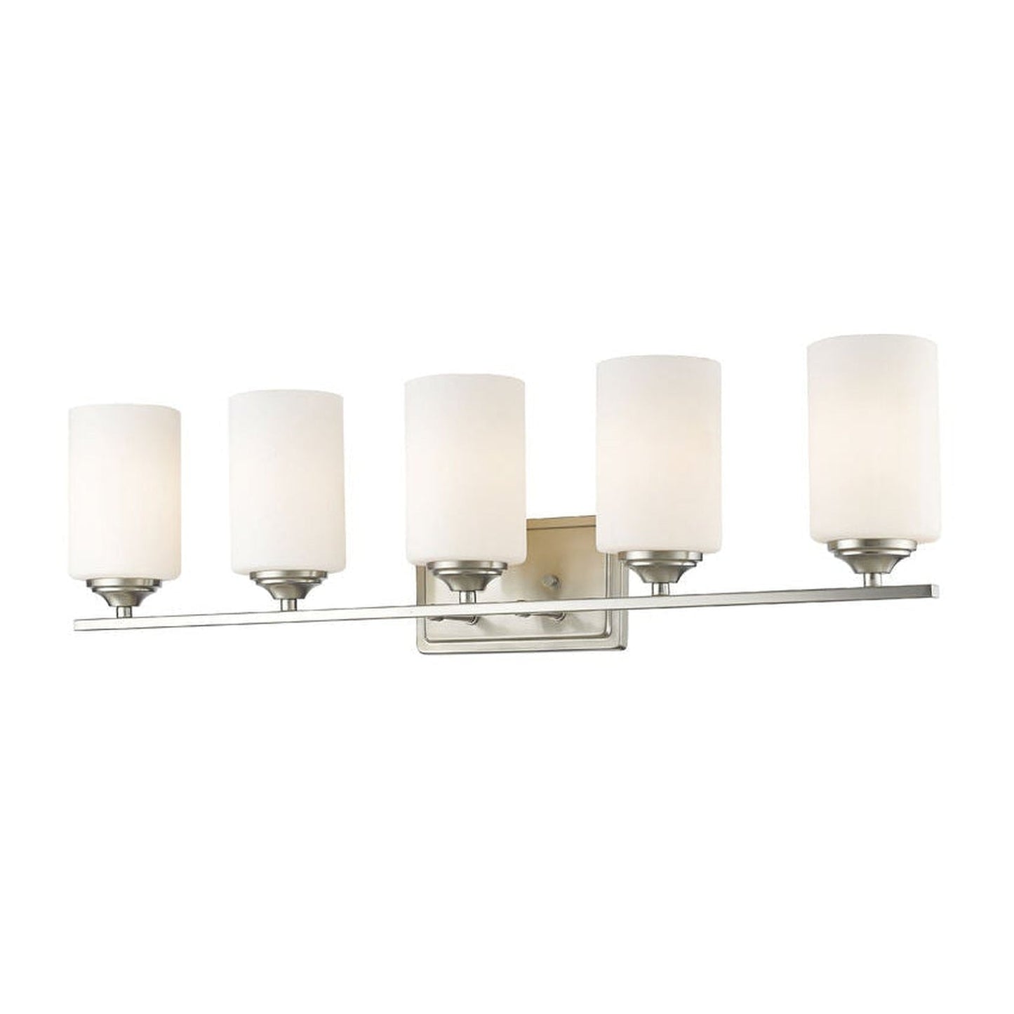 Z-Lite Bordeaux 31" 5-Light Brushed Nickel Vanity Light With Matte Opal Glass Shade