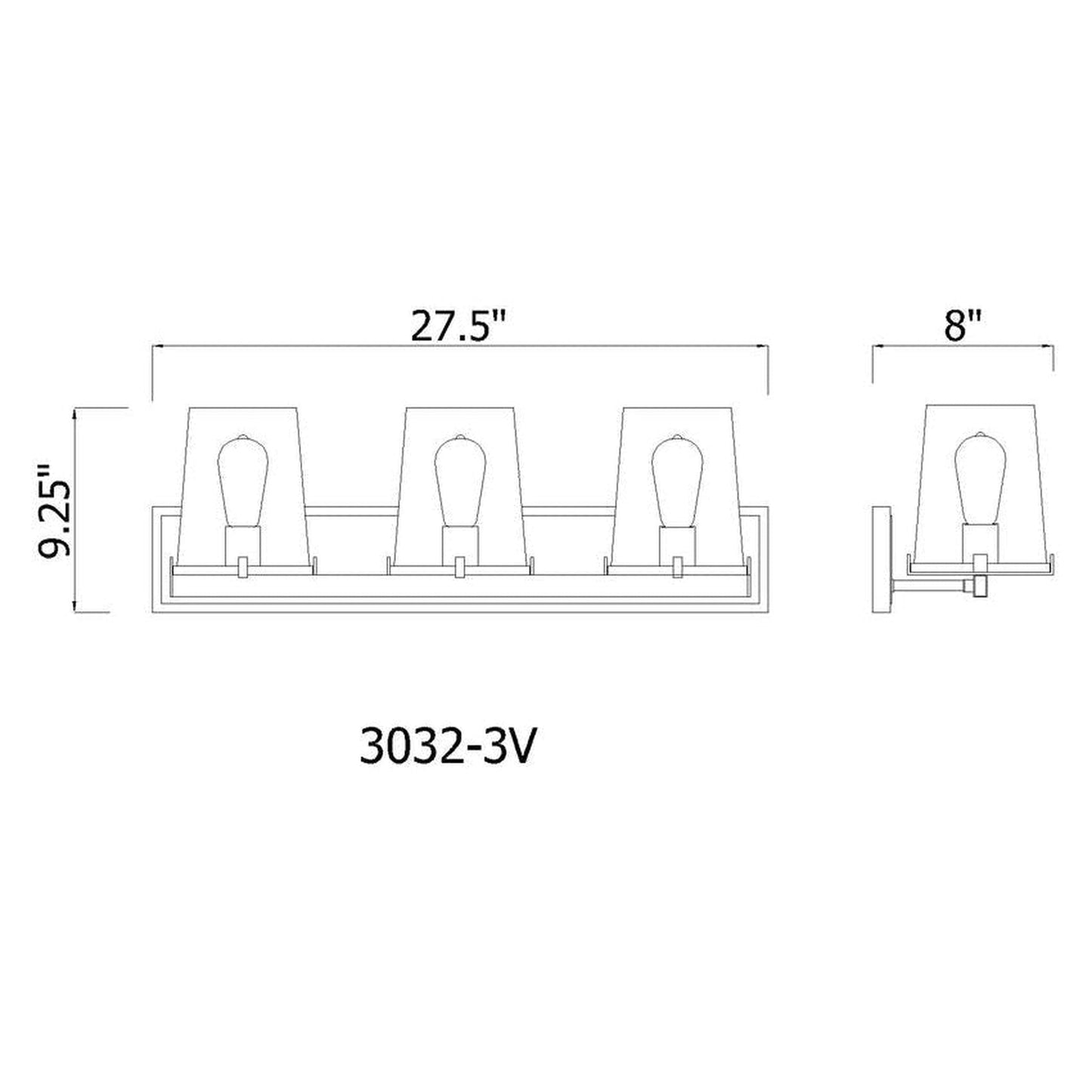 Z-Lite Callista 28" 3-Light Rubbed Brass Vanity Light With Clear Glass Shade