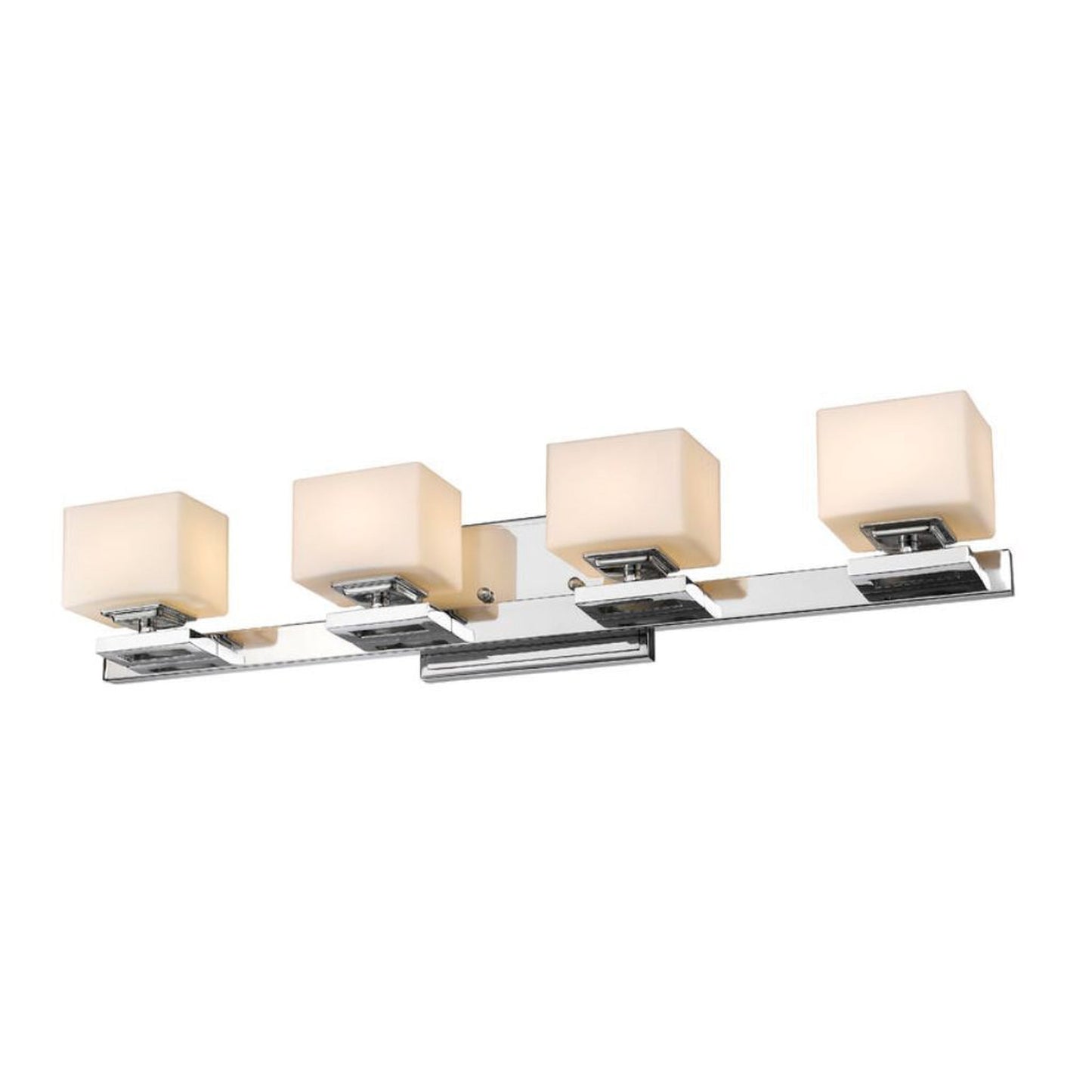 Z-Lite Cuvier 27" 4-Light Chrome Vanity Light With Matte Opal Glass Shade