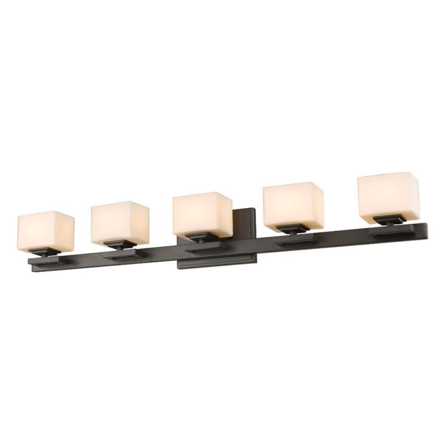 Z-Lite Cuvier 35" 5-Light Bronze Vanity Light With Matte Opal Glass Shade