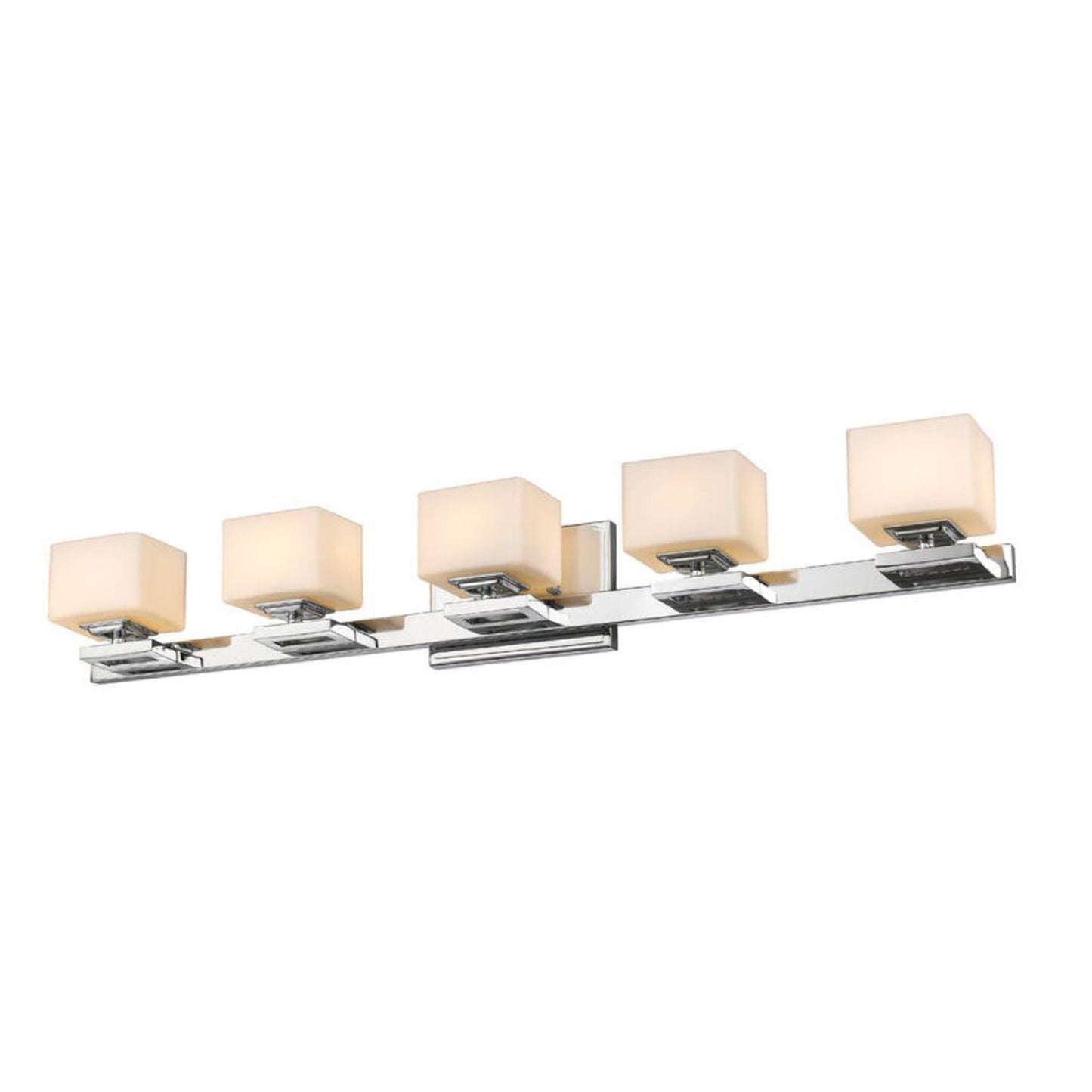 Z-Lite Cuvier 35" 5-Light Chrome Vanity Light With Matte Opal Glass Shade