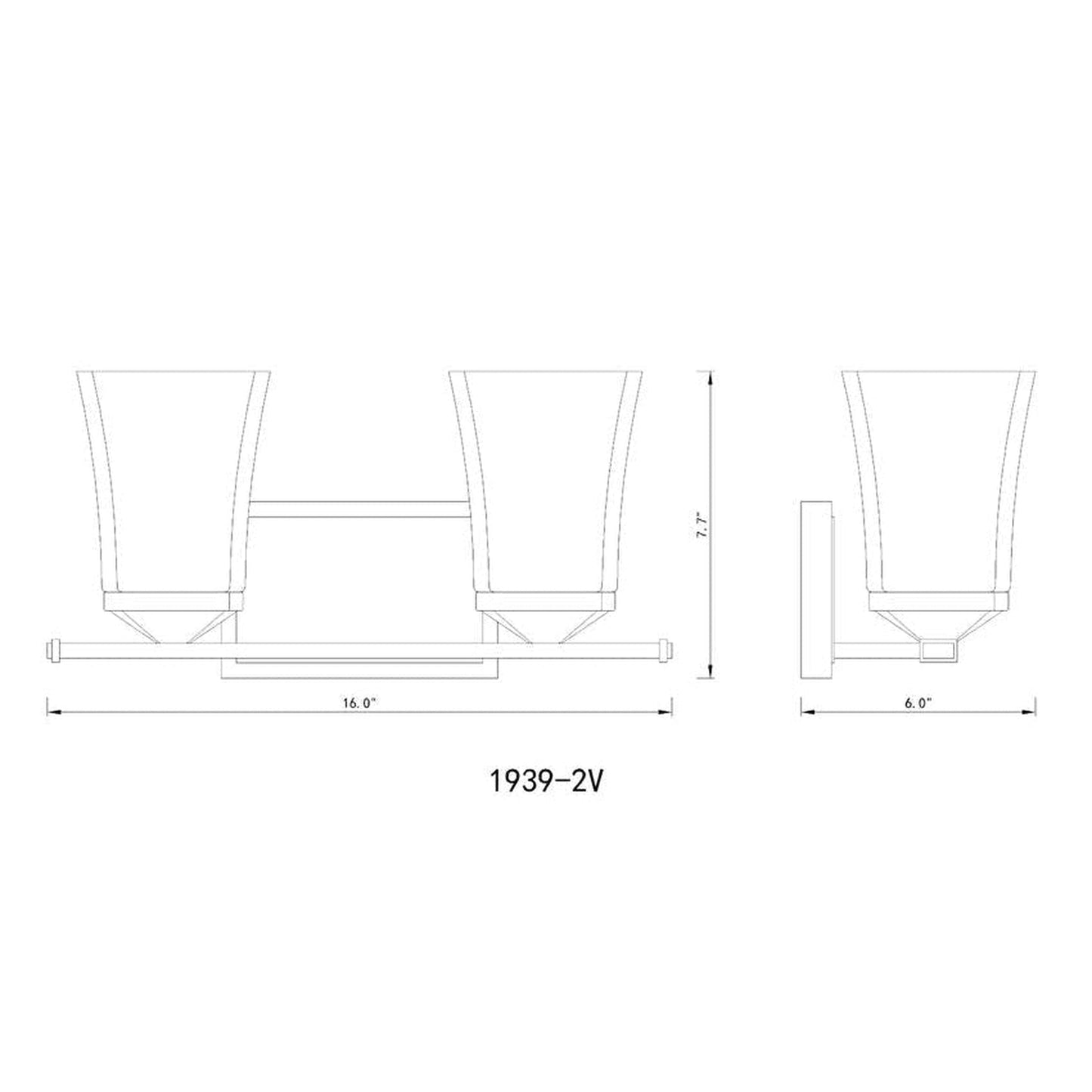 Z-Lite Darcy 16" 2-Light Matte Black Vanity Light With Etched Opal Glass Shade