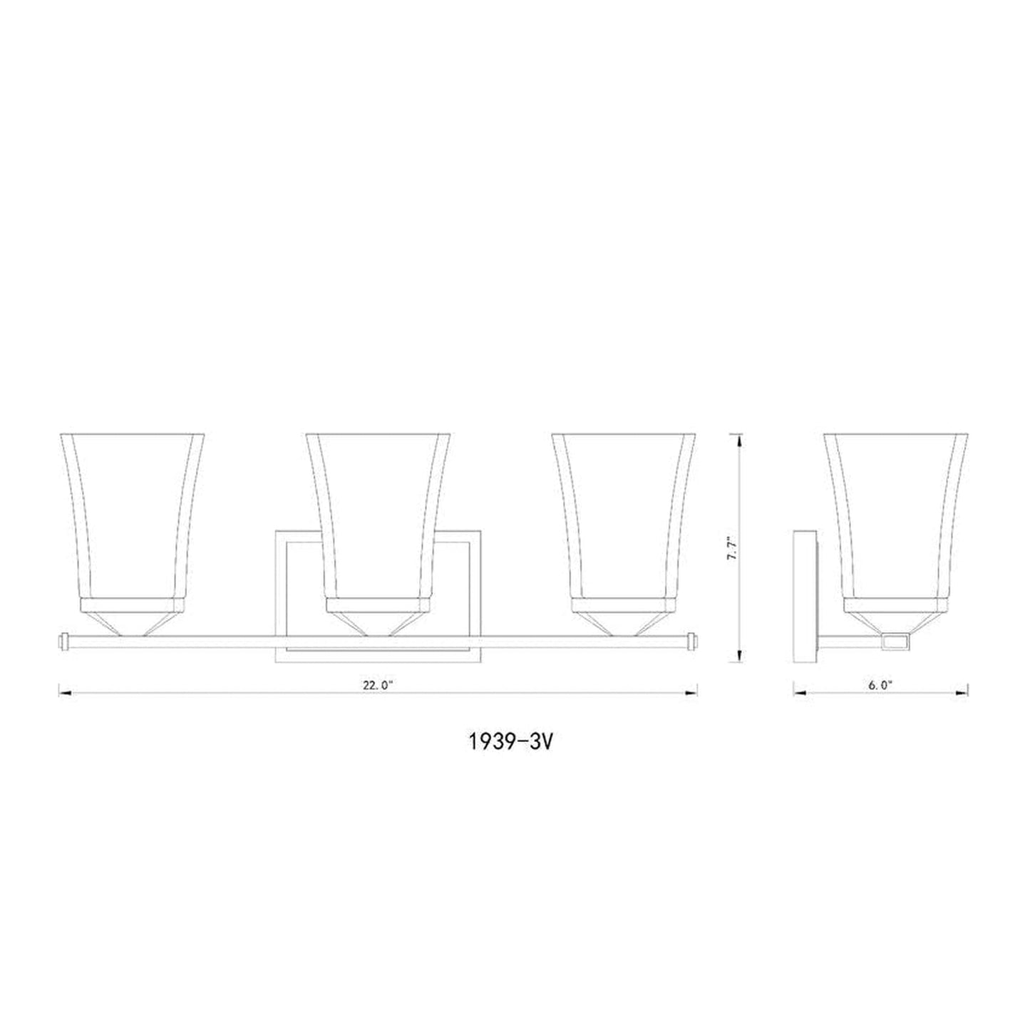 Z-Lite Darcy 22" 3-Light Matte Black Vanity Light With Etched Opal Glass Shade