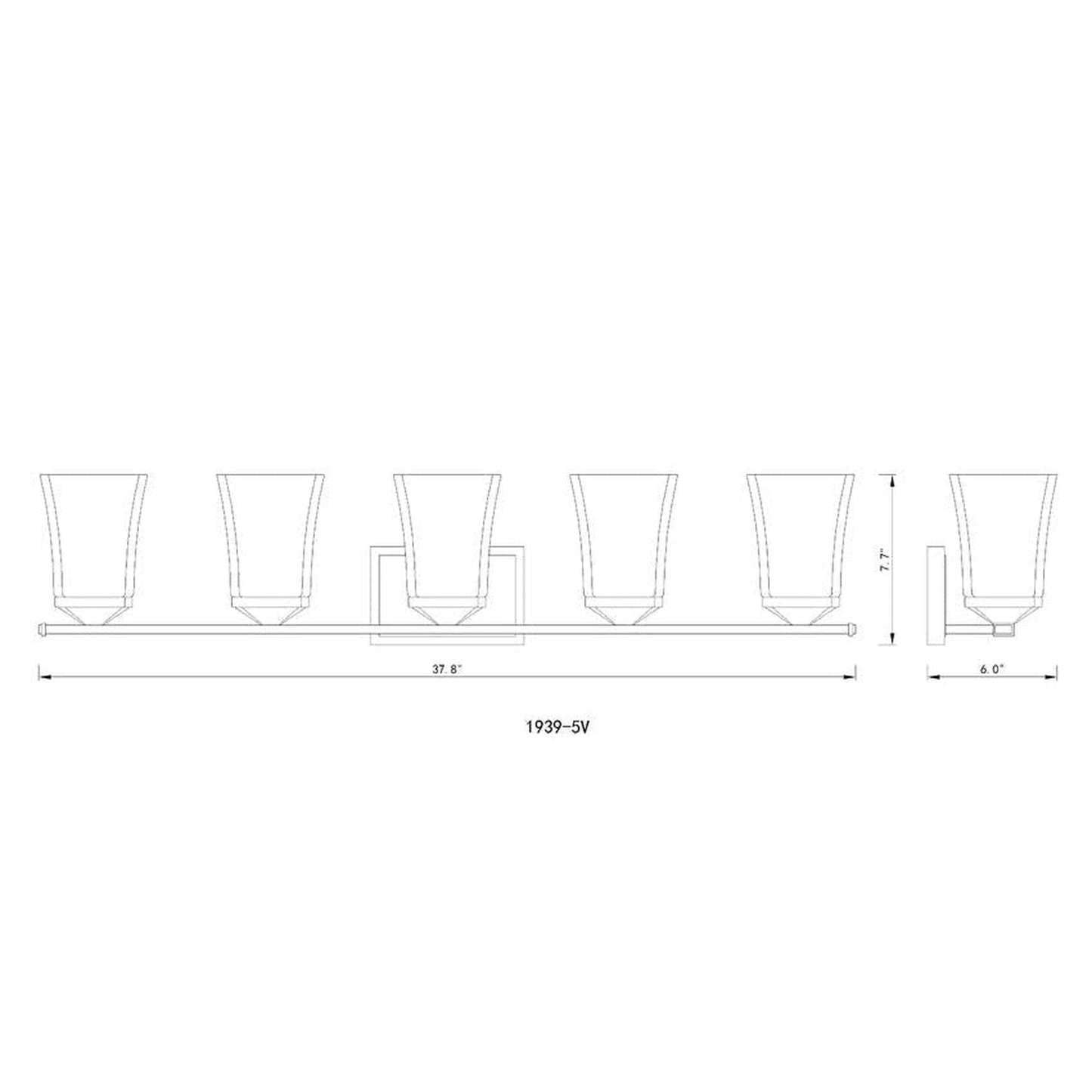 Z-Lite Darcy 38" 5-Light Chrome Vanity Light With Etched Opal Glass Shade