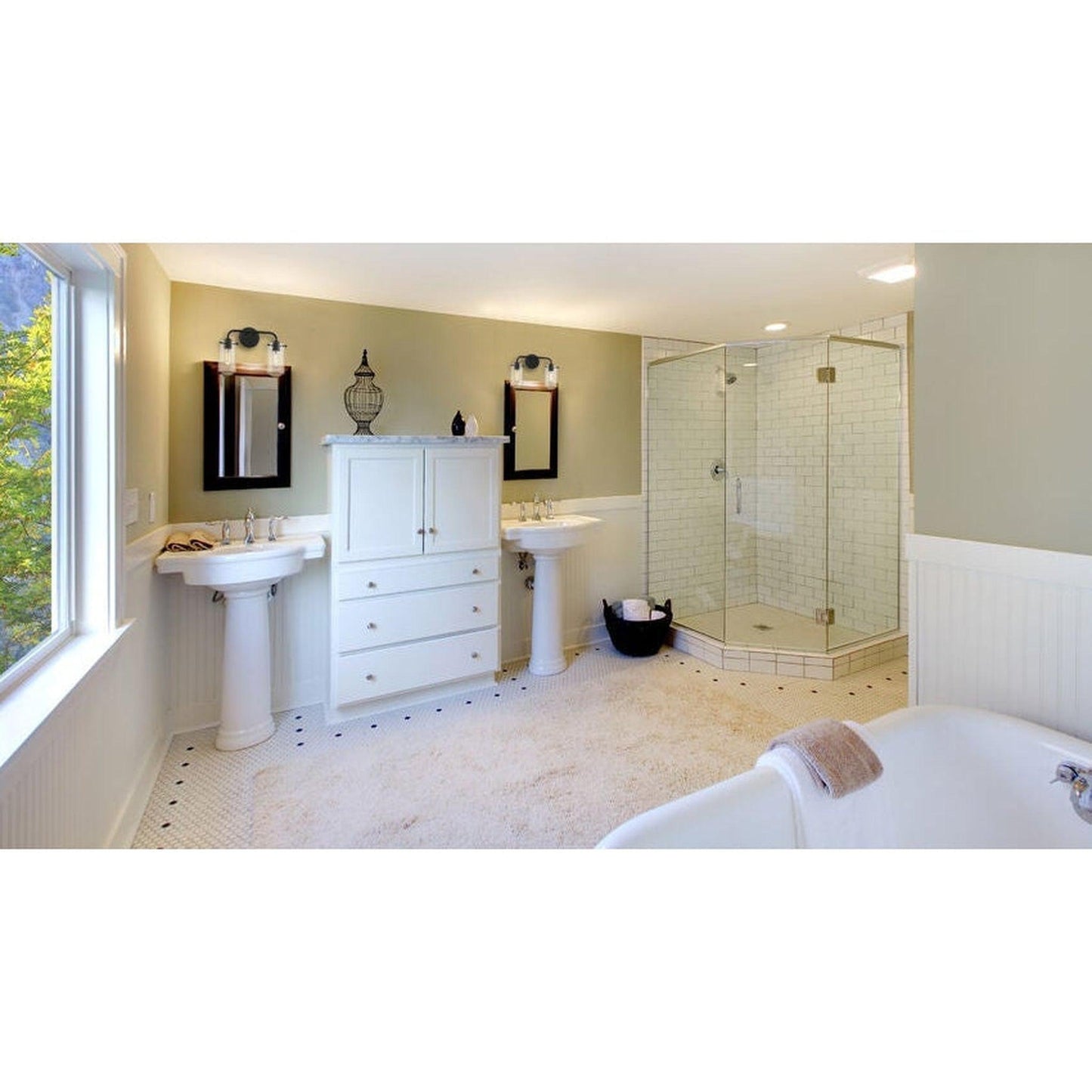 Z-Lite Delaney 15" 2-Light Matte Black Vanity Light With Clear Glass Shade