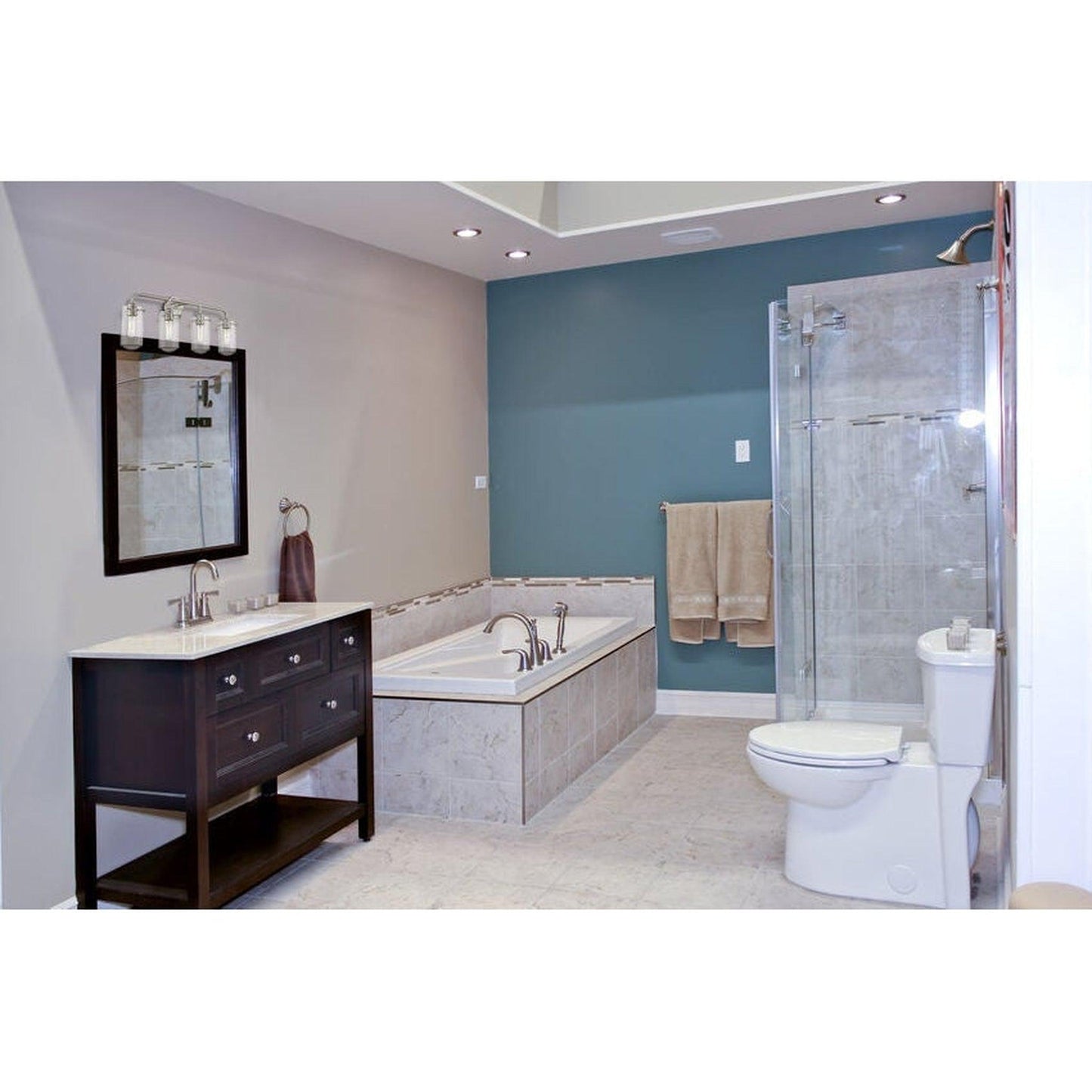 Z-Lite Delaney 30" 4-Light Brushed Nickel Vanity Light With Clear Glass Shade